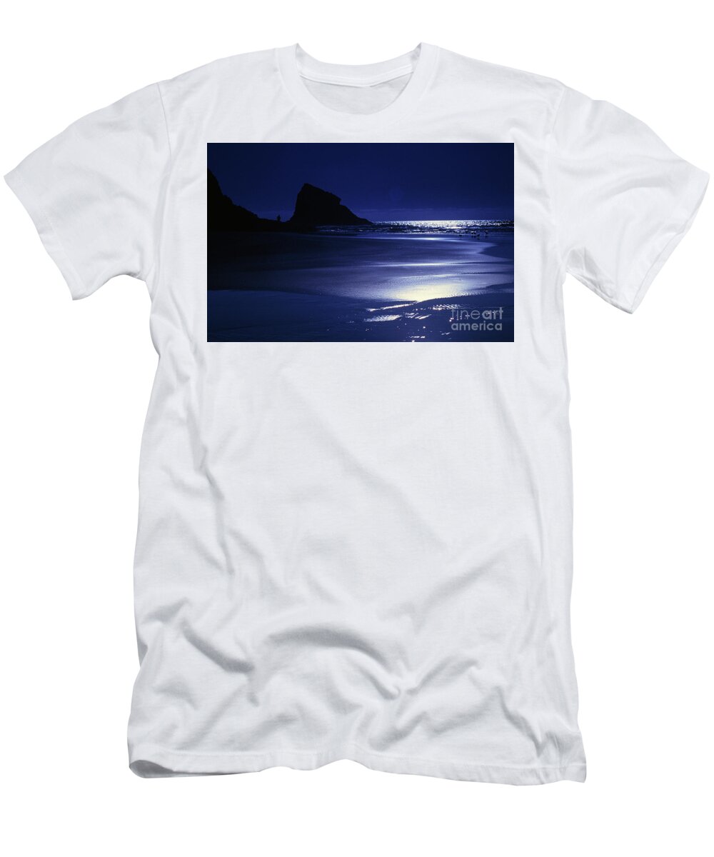 Beach T-Shirt featuring the photograph Neskowin Beach by Moonlight by Rick Bures