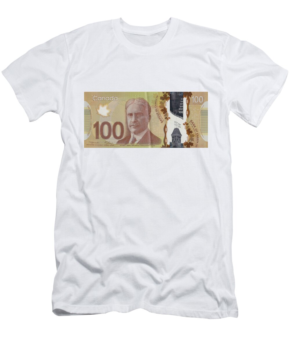 'paper Currency' By Serge Averbukh T-Shirt featuring the digital art New One Hundred Canadian Dollar Bill by Serge Averbukh