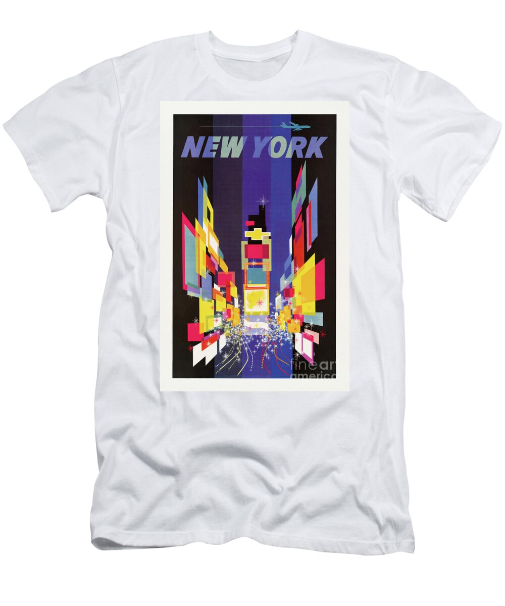  T-Shirt featuring the drawing New York Times Square by night by Heidi De Leeuw