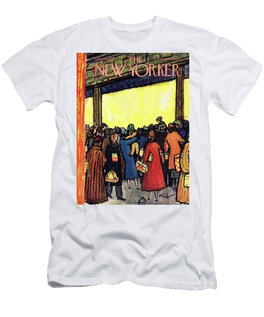Holiday T-Shirt featuring the painting New Yorker December 12 1953 by Abe Birnbaum