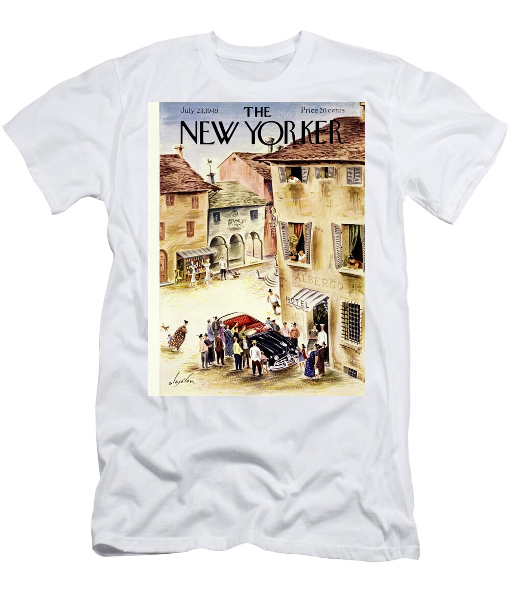 Rustic T-Shirt featuring the painting New Yorker July 23 1949 by Constantin Alajalov