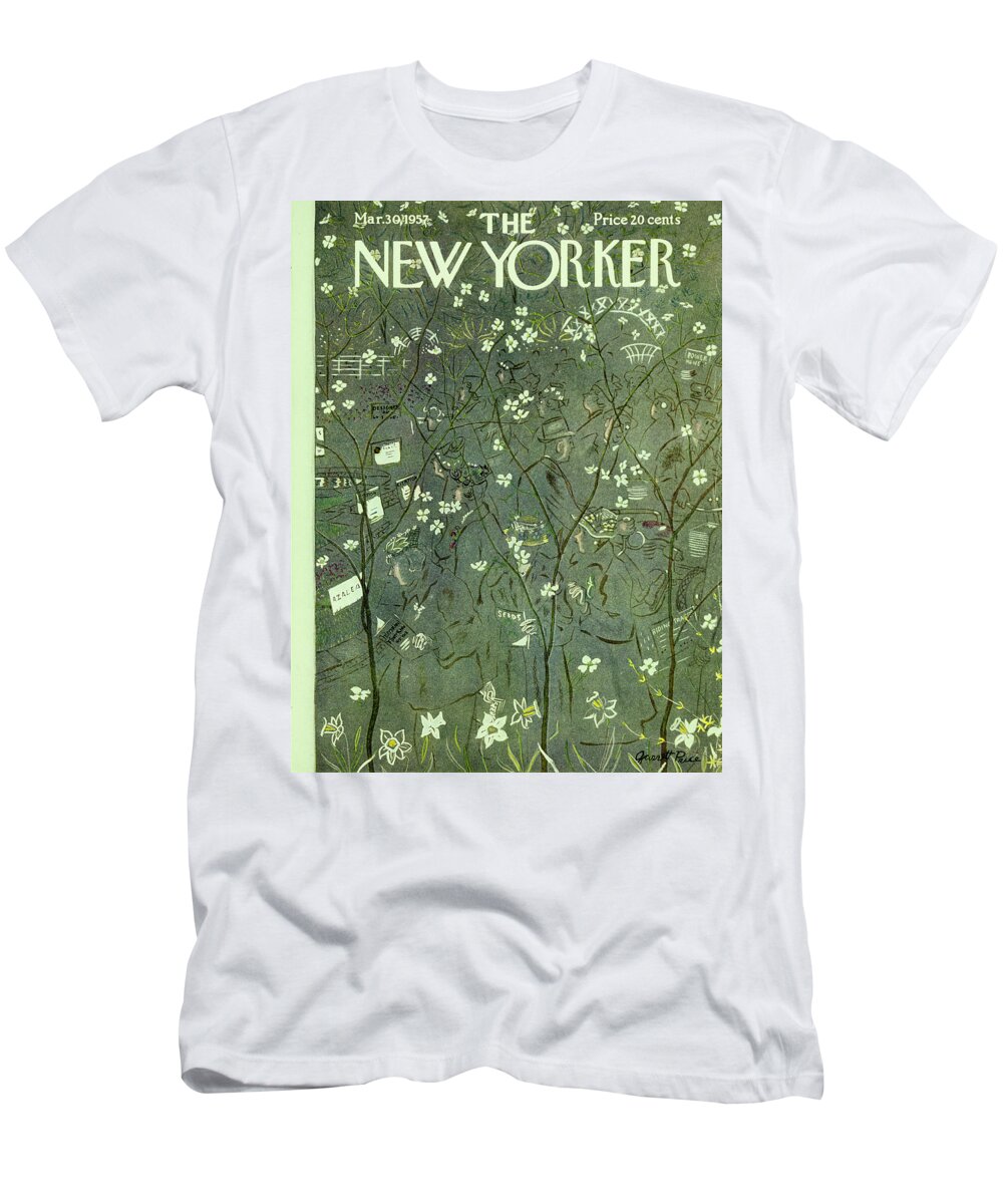 Crowd T-Shirt featuring the painting New Yorker March 30 1957 by Garrett Price