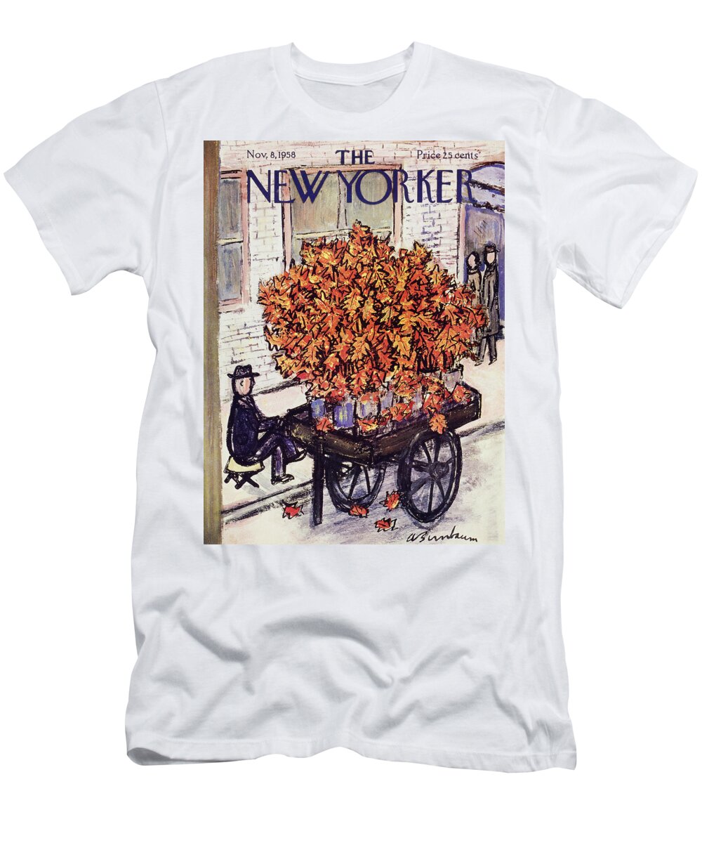 Fall T-Shirt featuring the painting New Yorker November 8 1958 by Abe Birnbaum