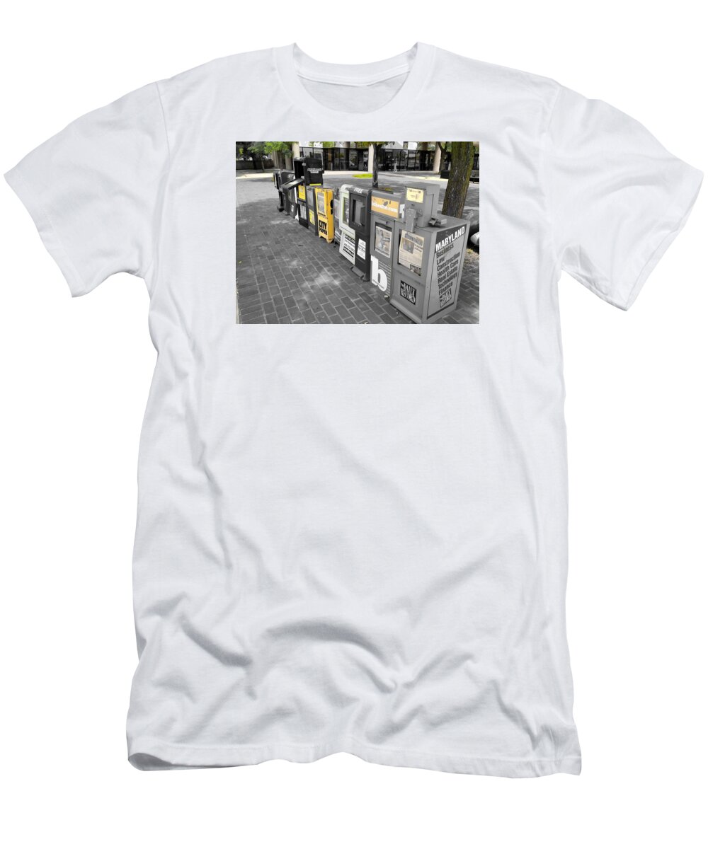 Newspaper T-Shirt featuring the photograph Newspaper Boxes by Chris Montcalmo