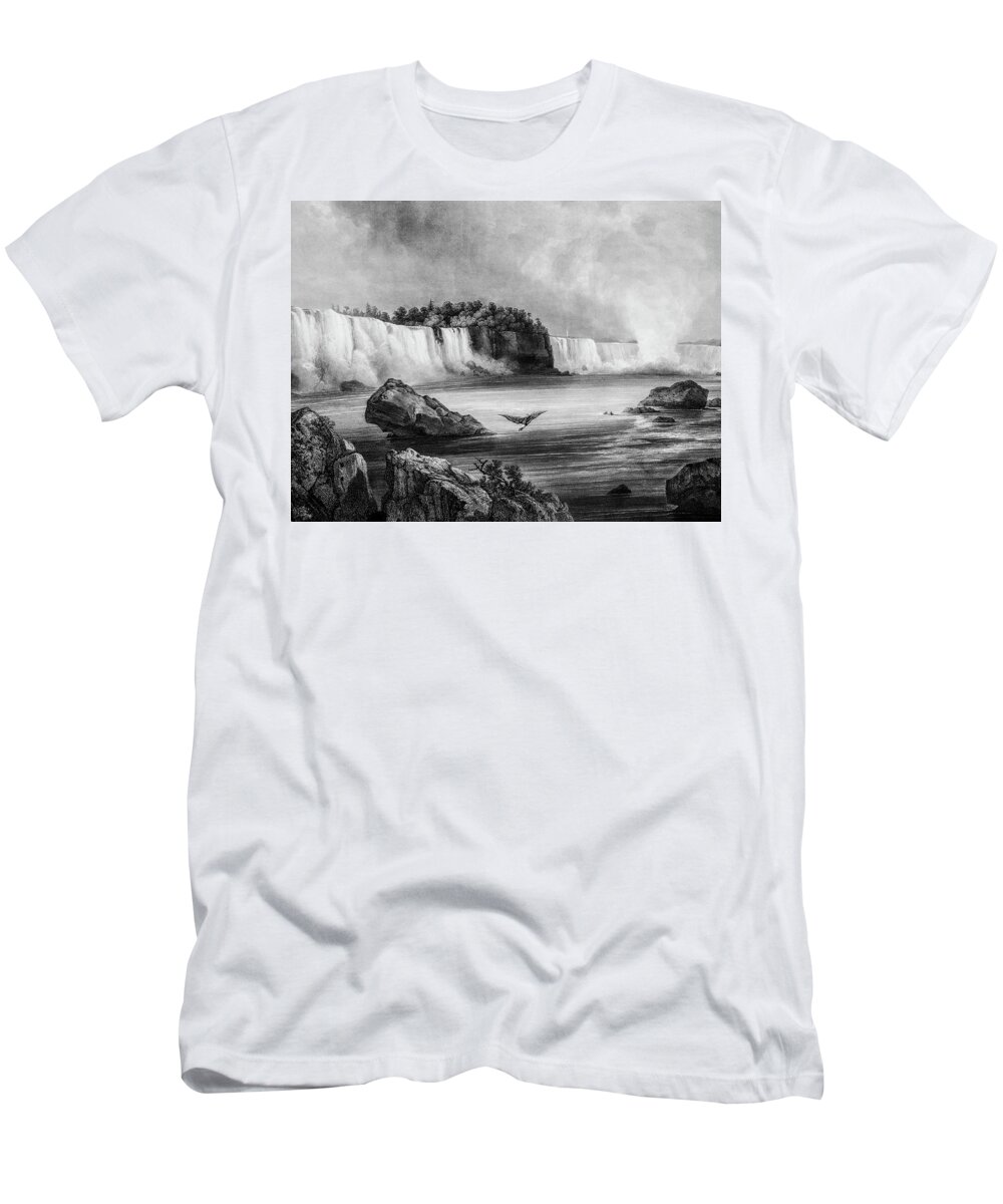 Bodmer T-Shirt featuring the photograph Niagra Falls circa 1832 by Douglas Barnett