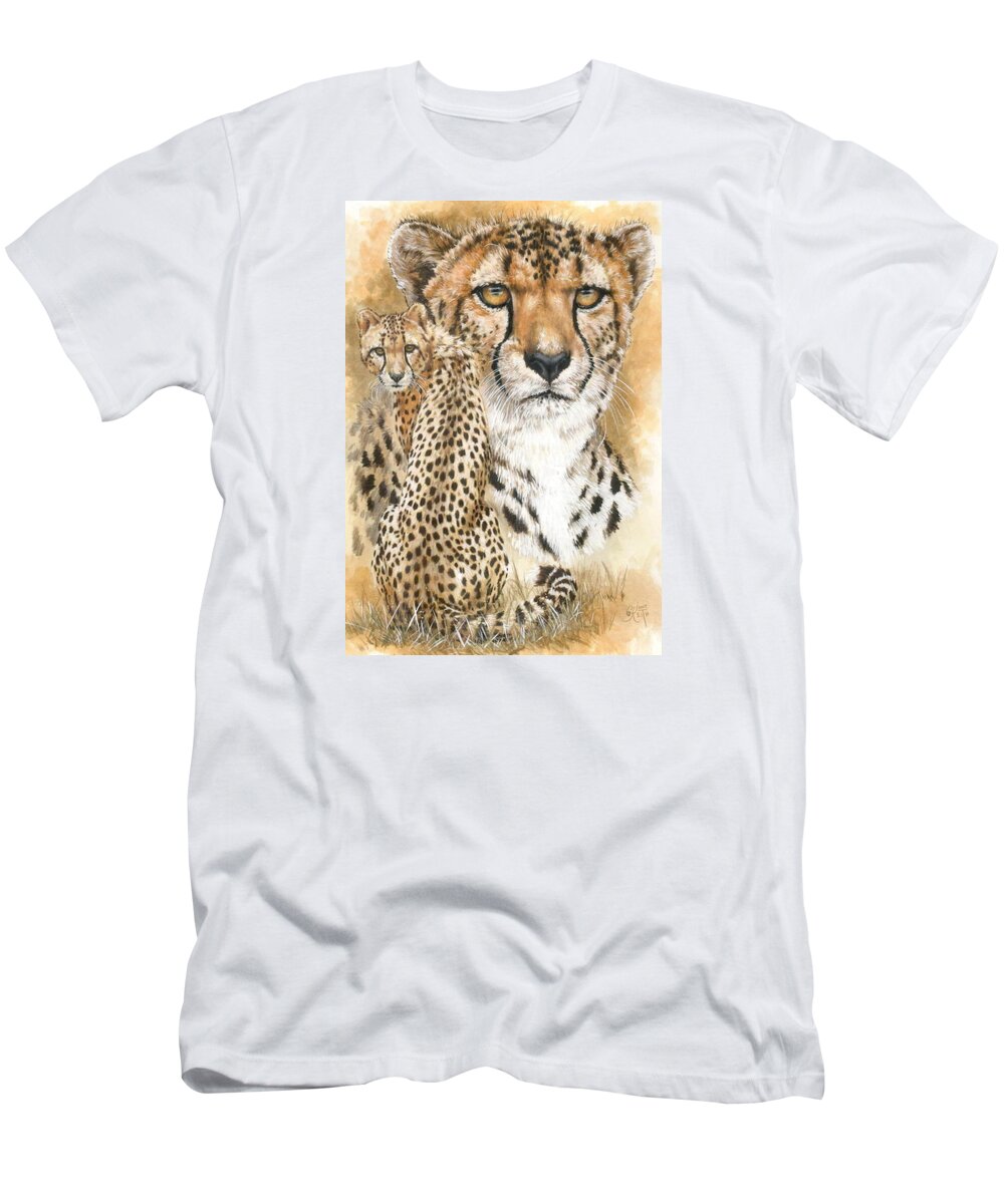 Cheetah T-Shirt featuring the mixed media Nimble by Barbara Keith
