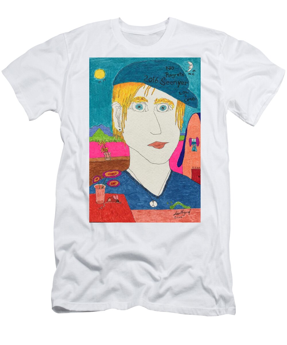  T-Shirt featuring the painting No Ragrets by Lew Hagood