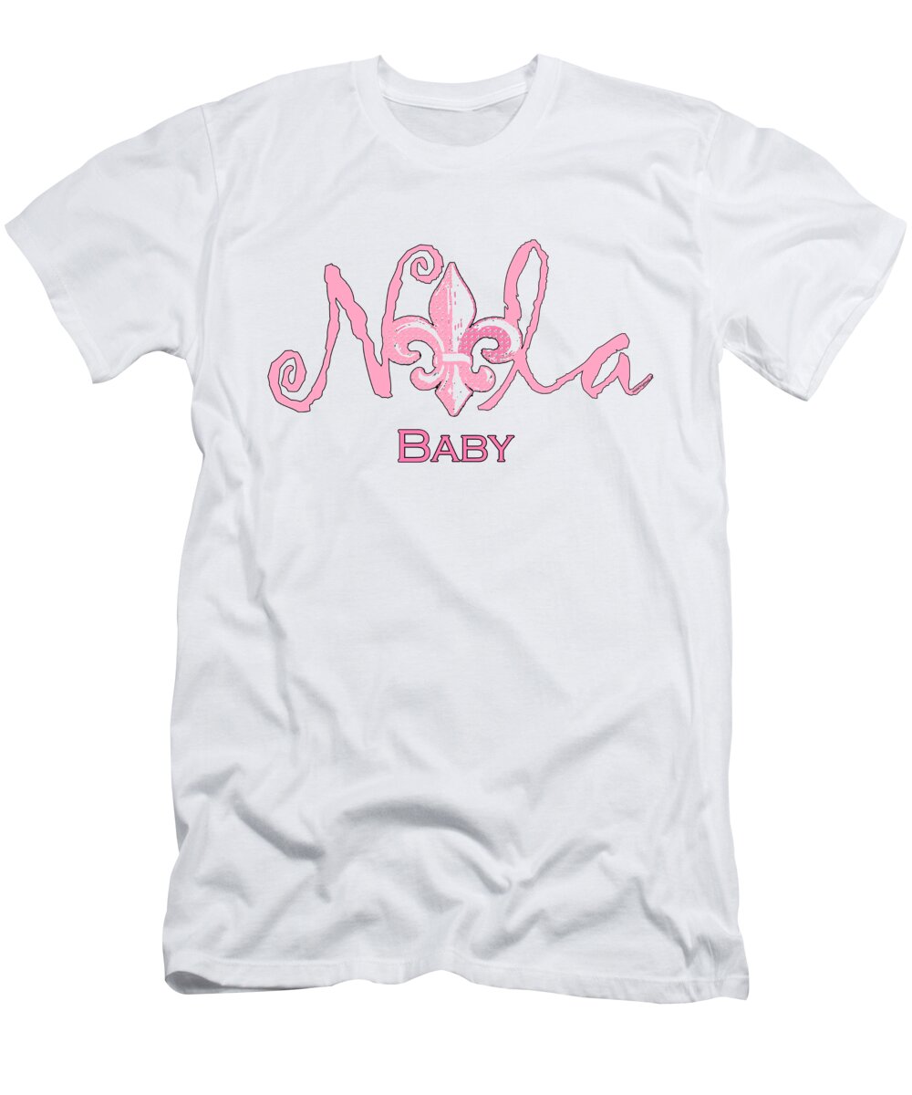 Nolaoriginal T-Shirt featuring the digital art Nola Baby Pink by NolaOriginals