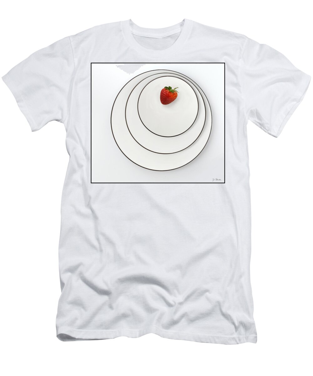 Plates T-Shirt featuring the photograph Nonconcentric Strawberry No. 2 by Joe Bonita