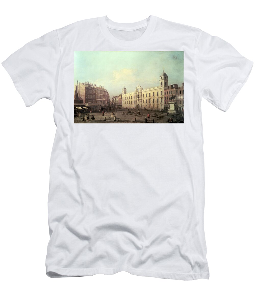 Northumberland House (oil On Canvas) By Canaletto (giovanni Antonio Canal) (1697-1768) T-Shirt featuring the painting Northumberland House by Canaletto