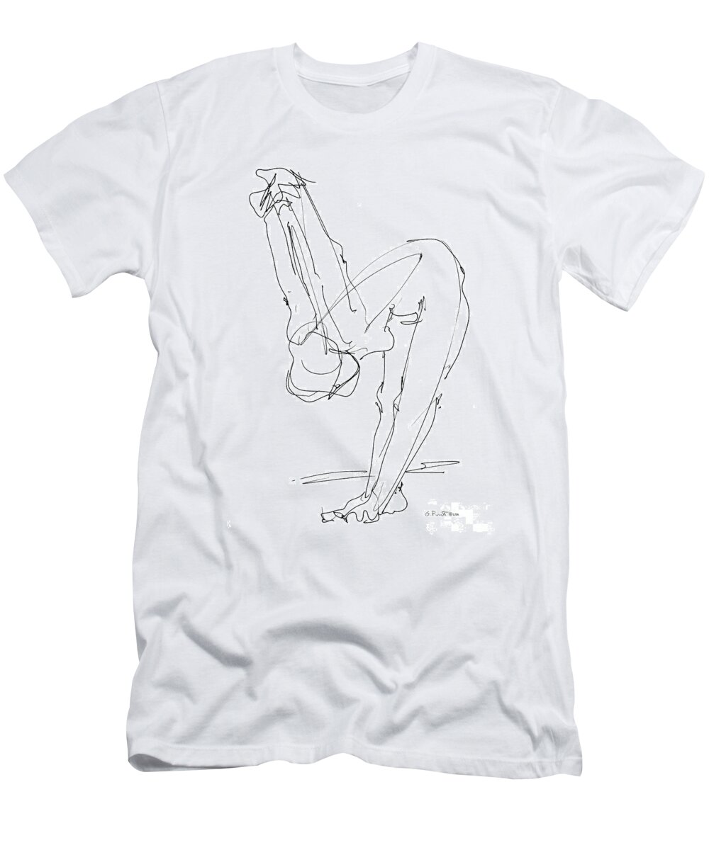 Female T-Shirt featuring the drawing Nude Female Drawings 10 by Gordon Punt