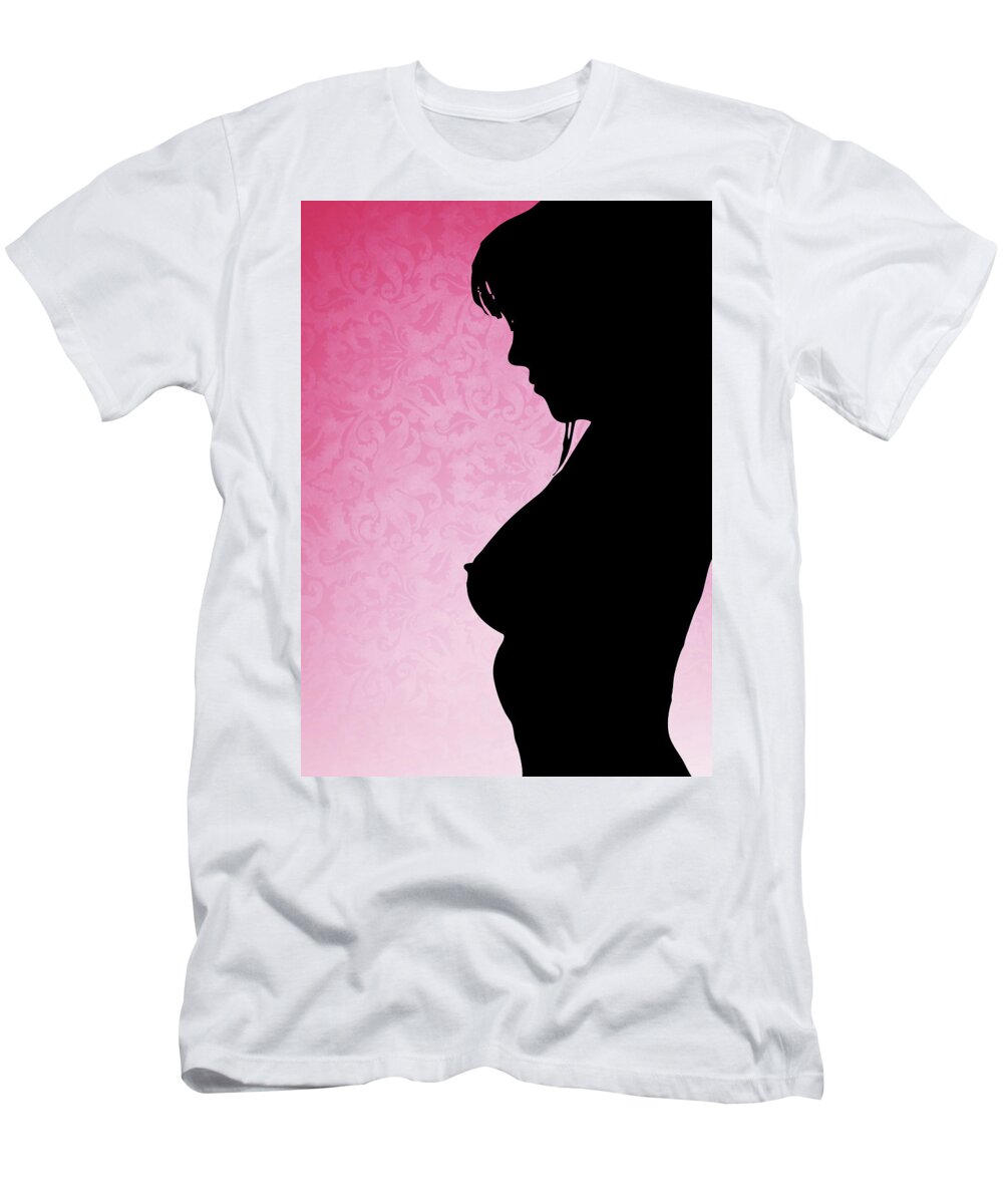Nude Woman Silhouette Breast Cancer Awareness Wood Print by Ricky
