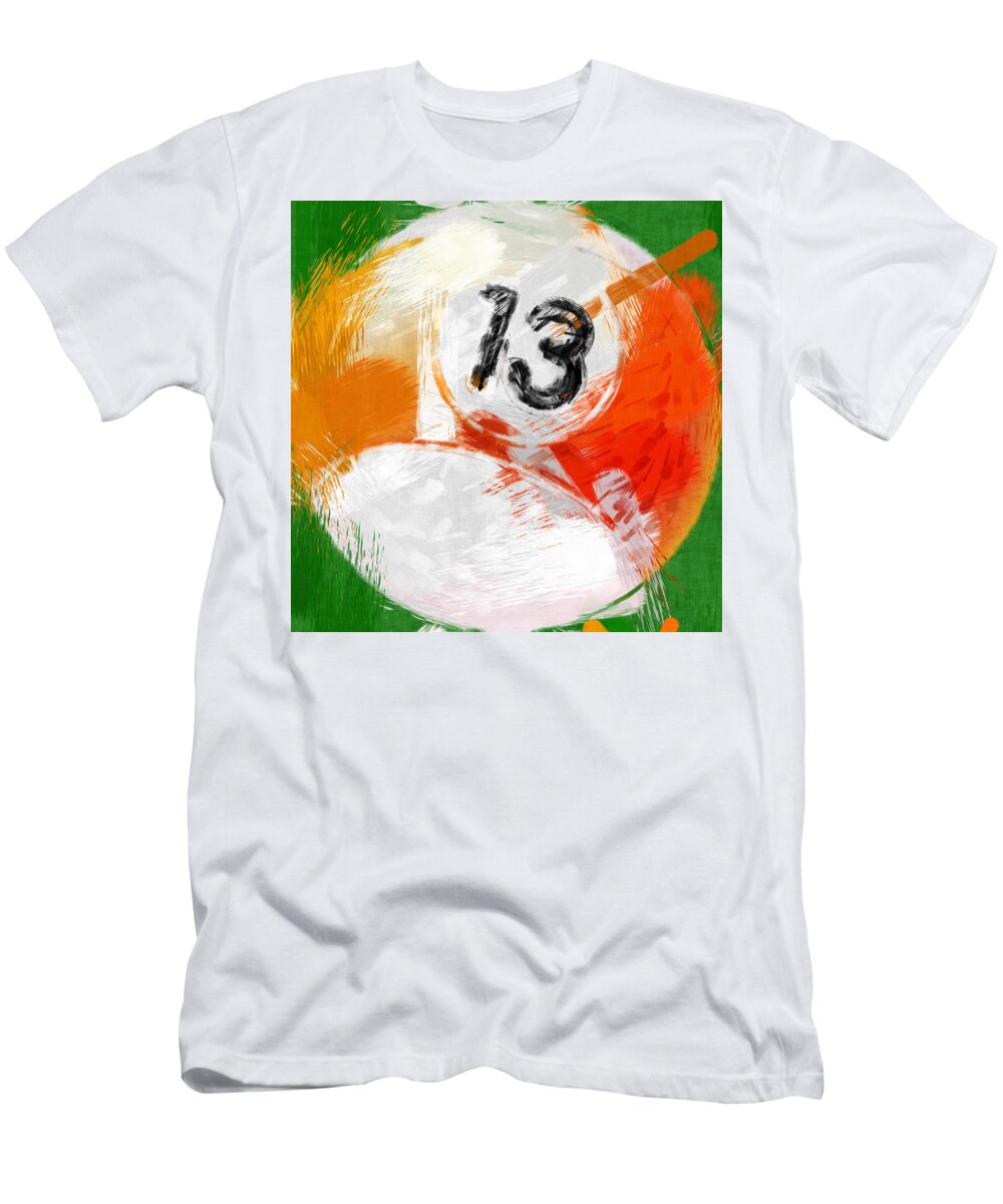 13 T-Shirt featuring the photograph Number Thirteen Billiards Ball Abstract by David G Paul
