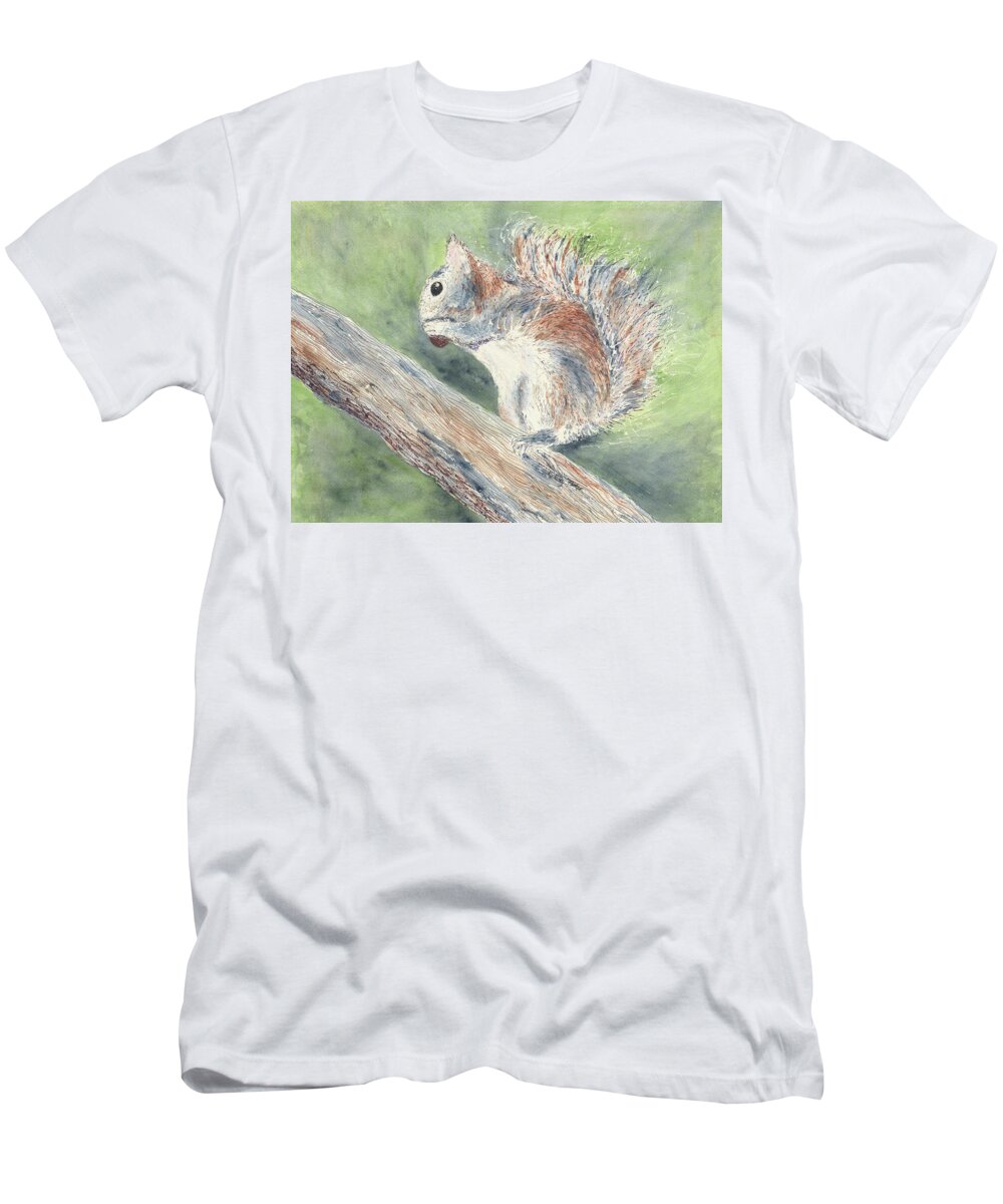 Squirrel T-Shirt featuring the painting Nut Job by Kathryn Riley Parker