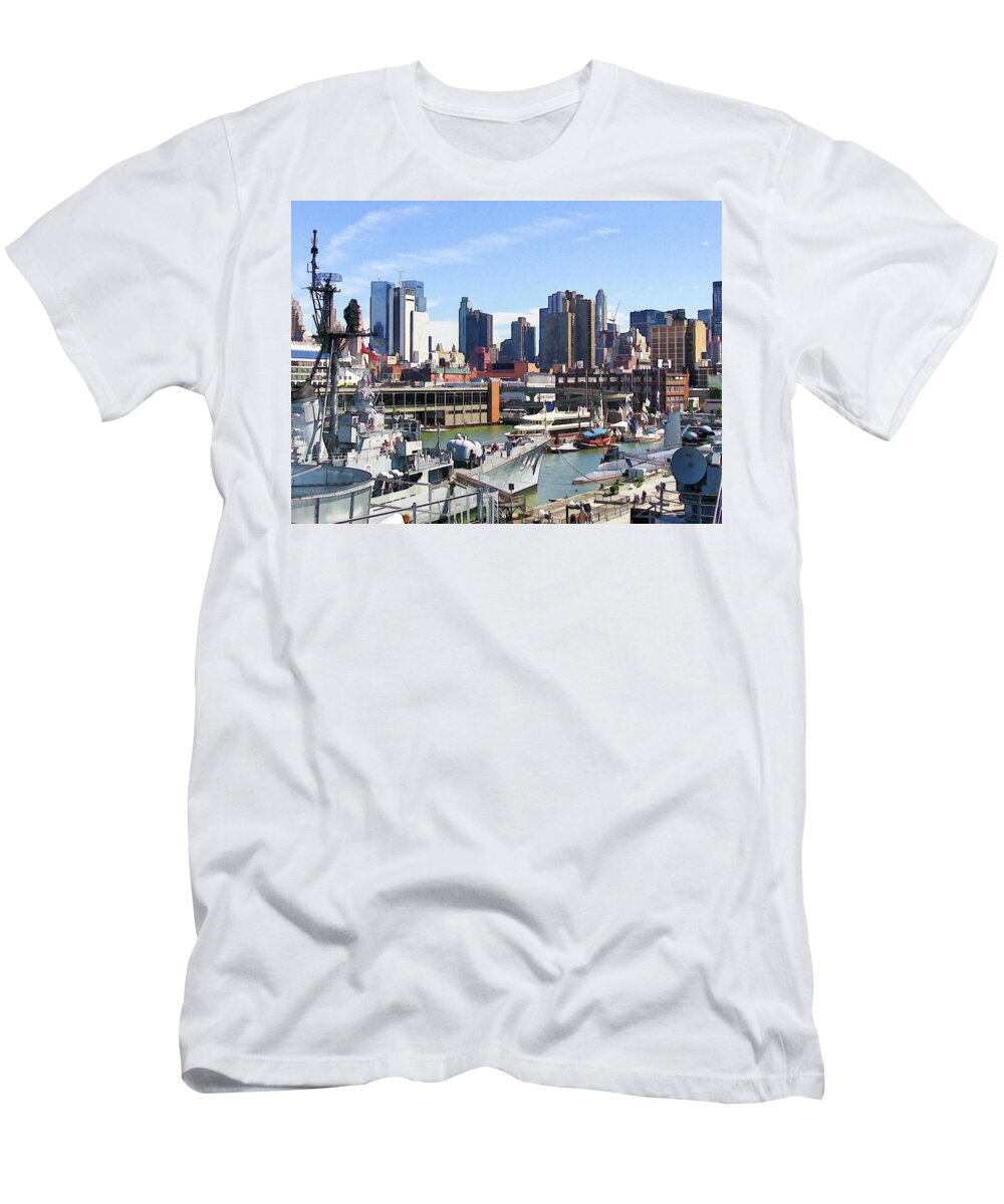 New York City T-Shirt featuring the photograph NYC from Aircraft Carrier Intrepid by David Thompsen