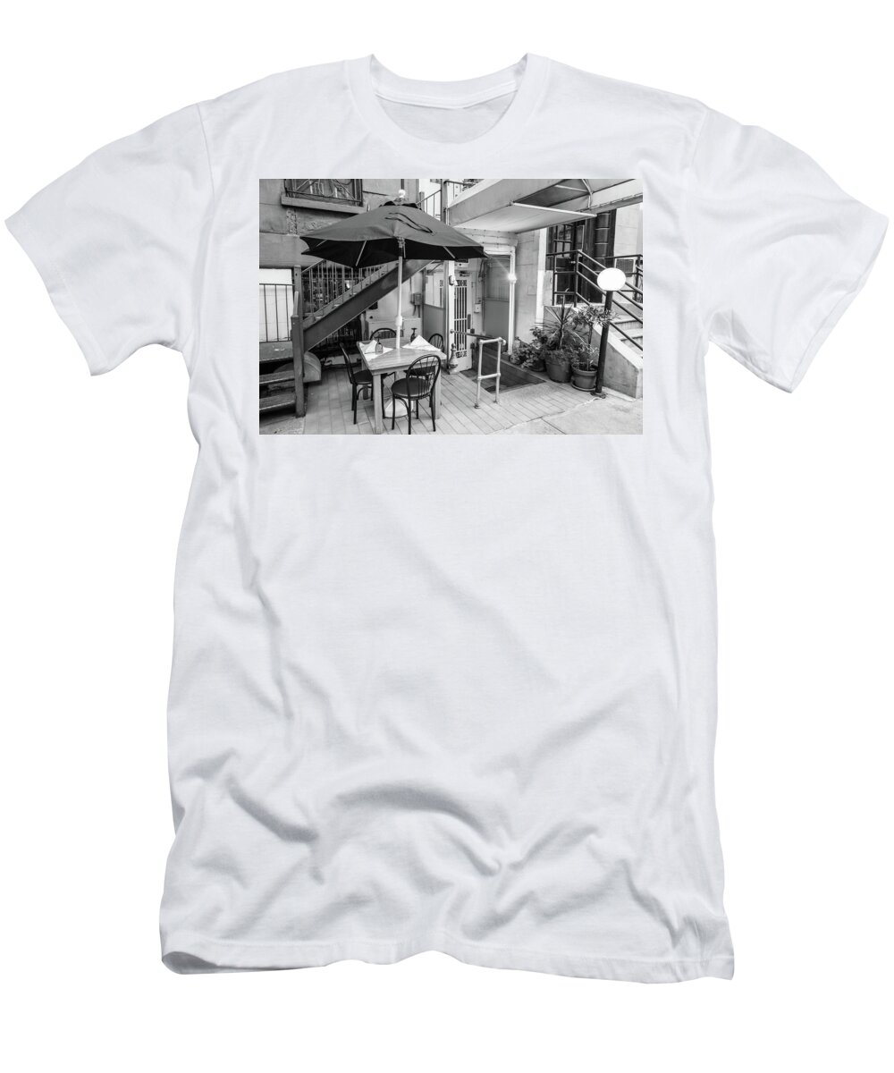 B&w T-Shirt featuring the photograph NYC Store Front by John McGraw