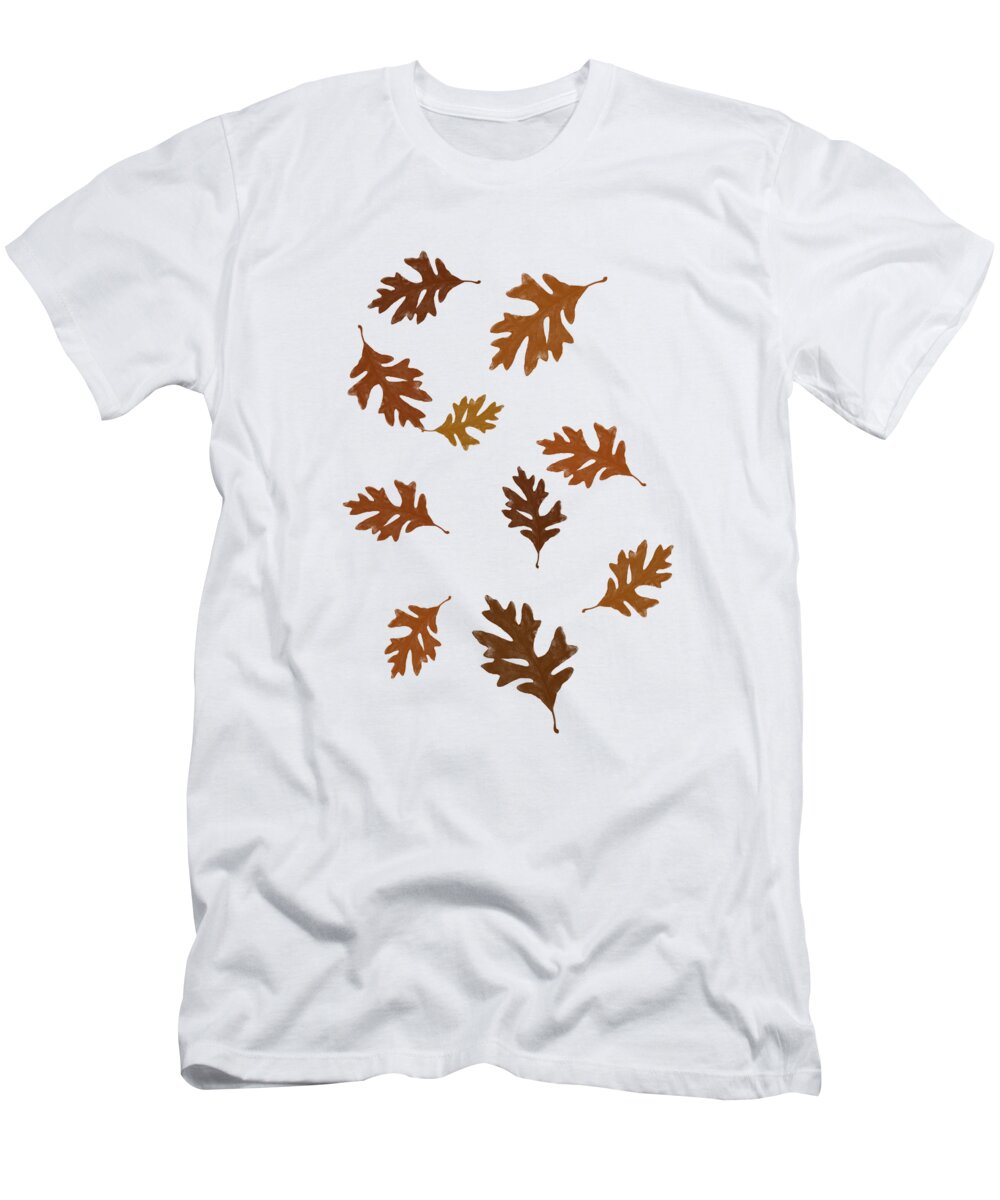 Fall T-Shirt featuring the mixed media Oak Leaves Art by Christina Rollo