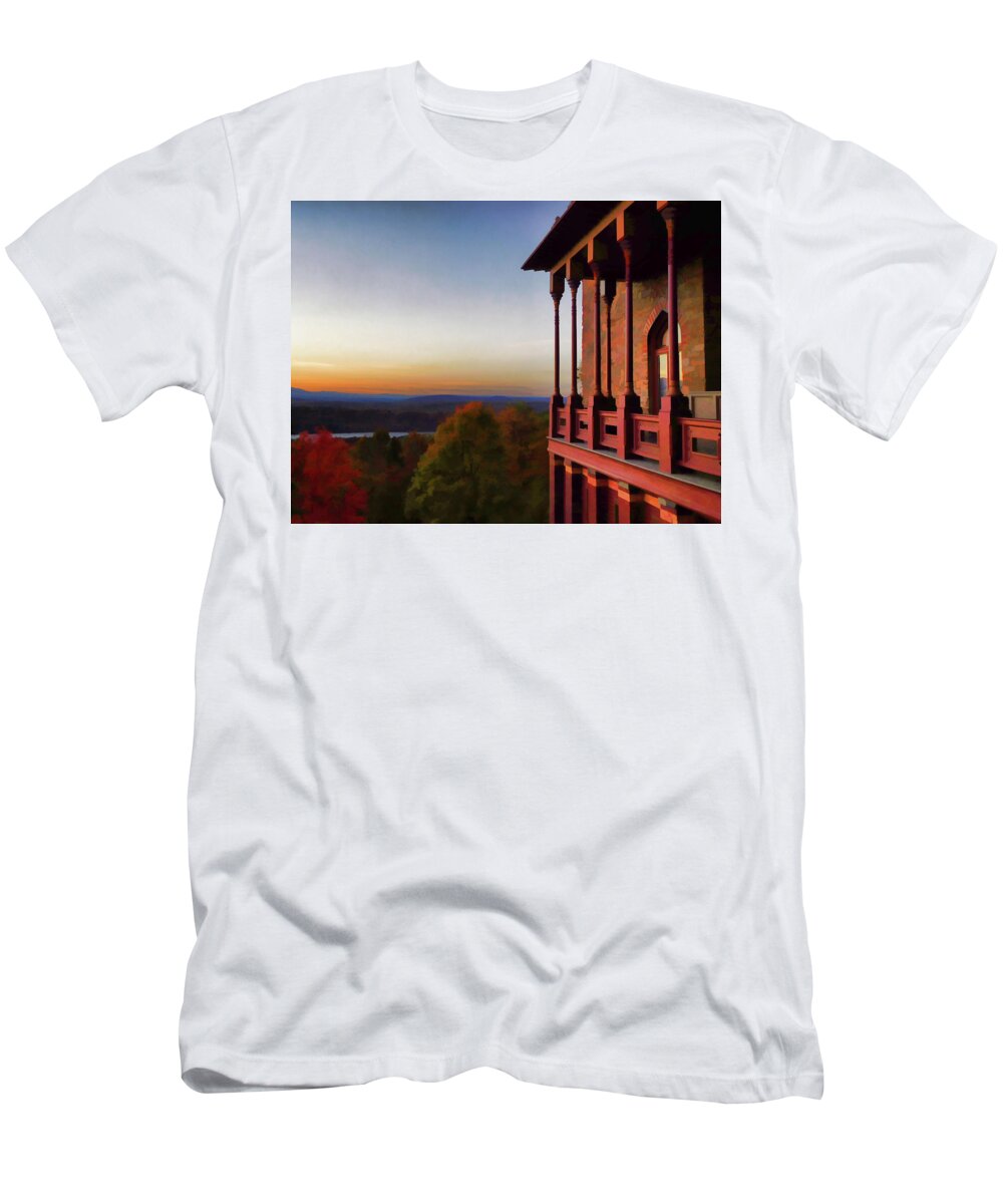 Olana Piazza T-Shirt featuring the painting Olana piazza by Jeelan Clark