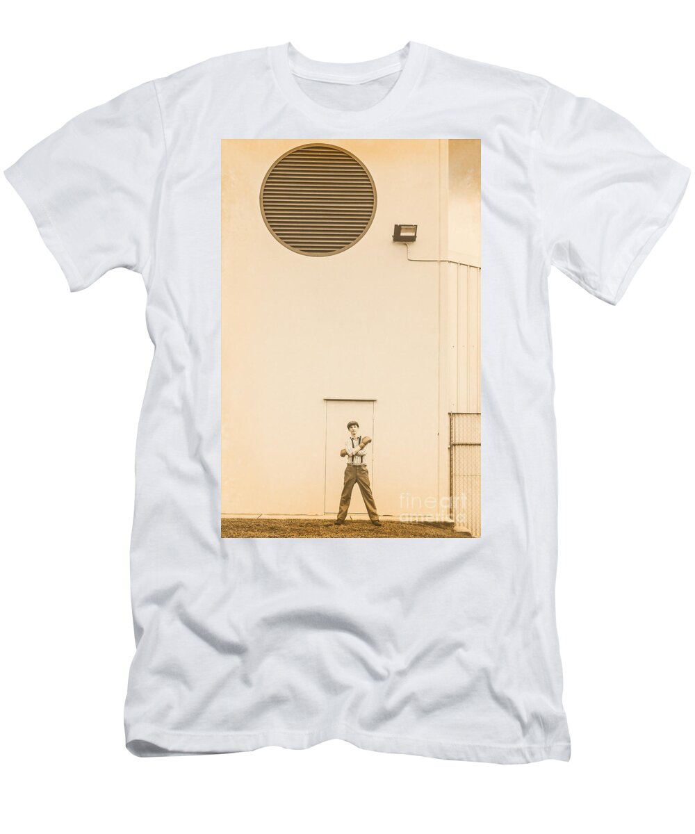 Boxer T-Shirt featuring the photograph Old competitive male boxer in fighting stance by Jorgo Photography