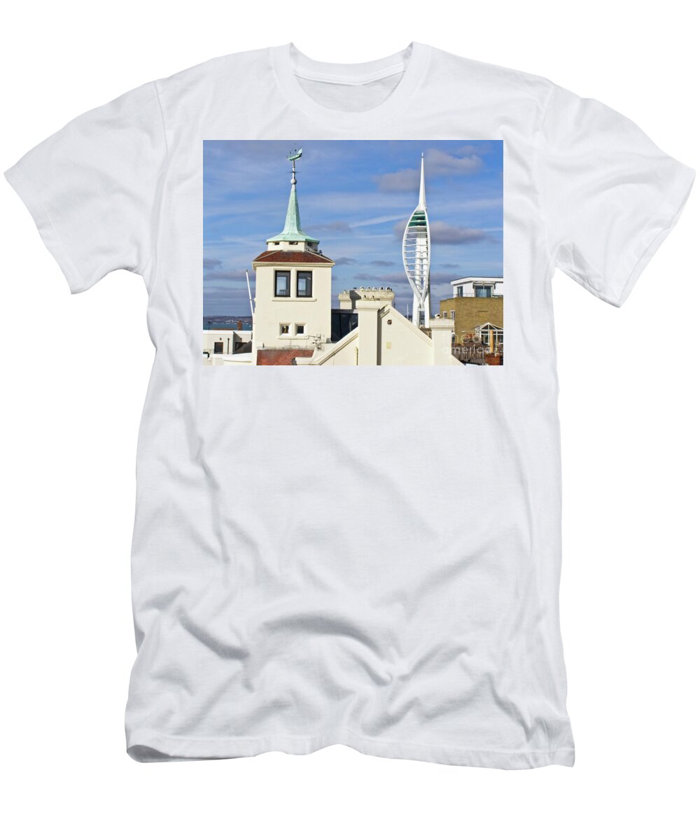 Portsmouth Spinaker Tower T-Shirt featuring the photograph Old Portsmouth's Towers by Terri Waters