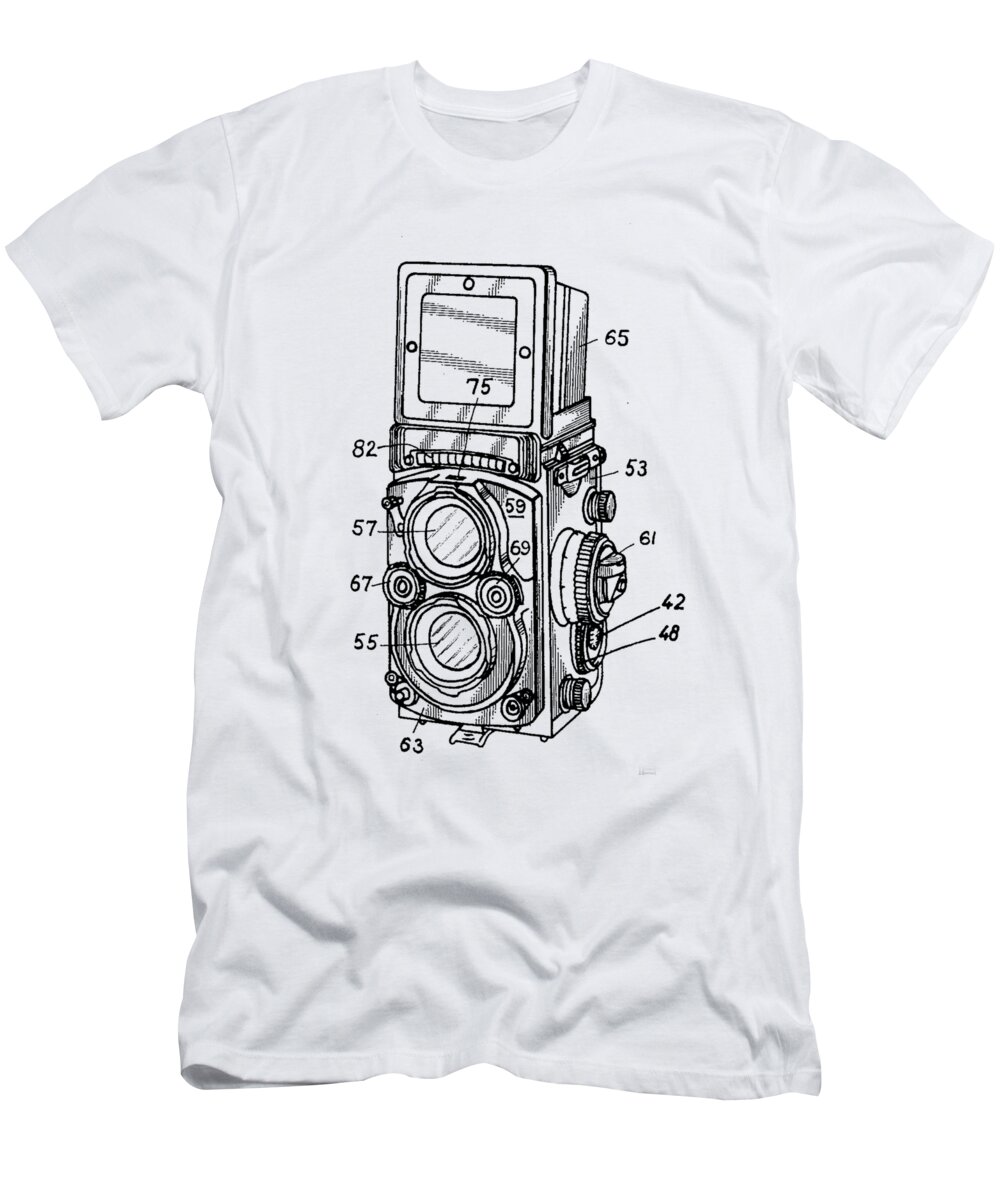 Camera T-Shirt featuring the digital art Old Rollie Vintage Camera T-shirt by Edward Fielding