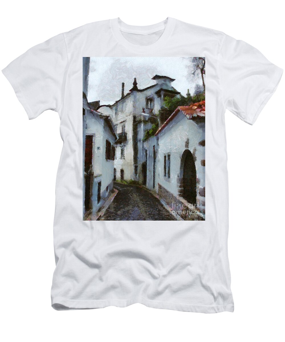 Painting T-Shirt featuring the painting Old Town Street by Dimitar Hristov