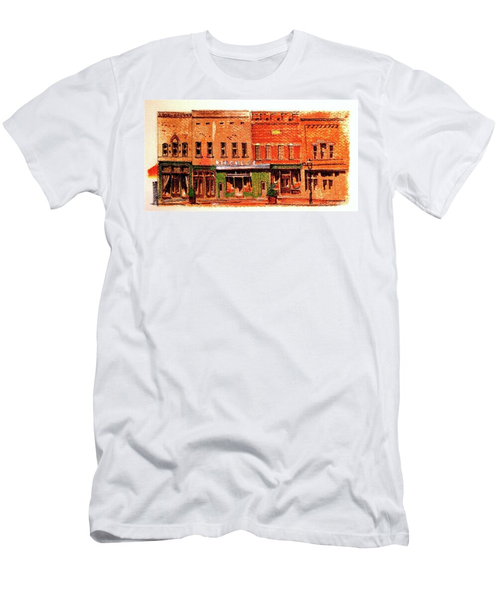 Market Square T-Shirt featuring the drawing On Market Square by William Renzulli