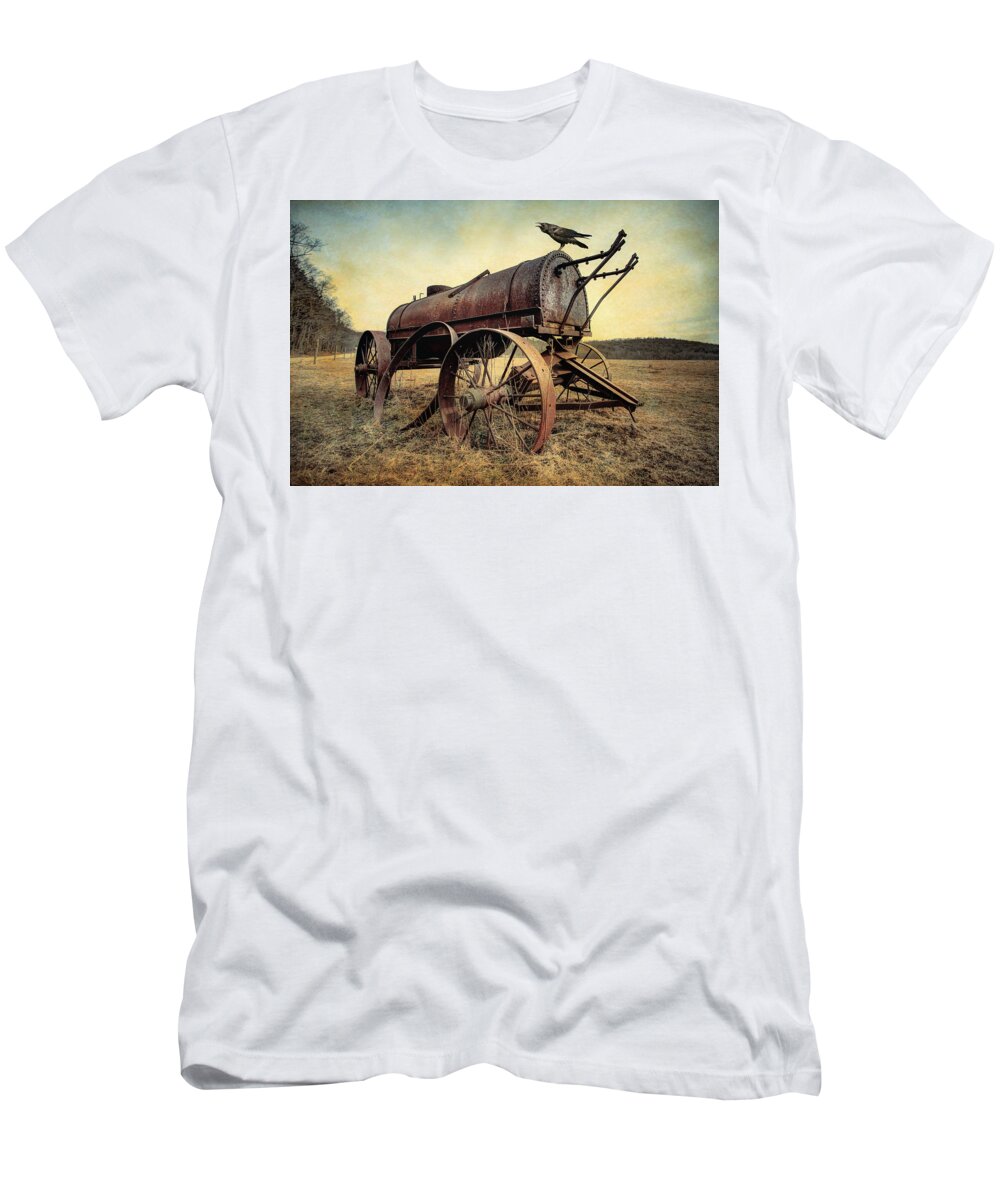 Water Wagon T-Shirt featuring the photograph On the Water Wagon - Agricultural Relic by Gary Heller