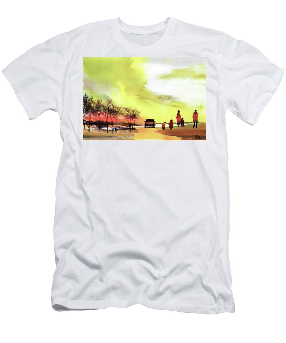 Nature T-Shirt featuring the painting On Vacation by Anil Nene