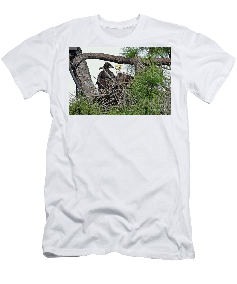 Eagles T-Shirt featuring the photograph one of the Twins looking at mom by Liz Grindstaff