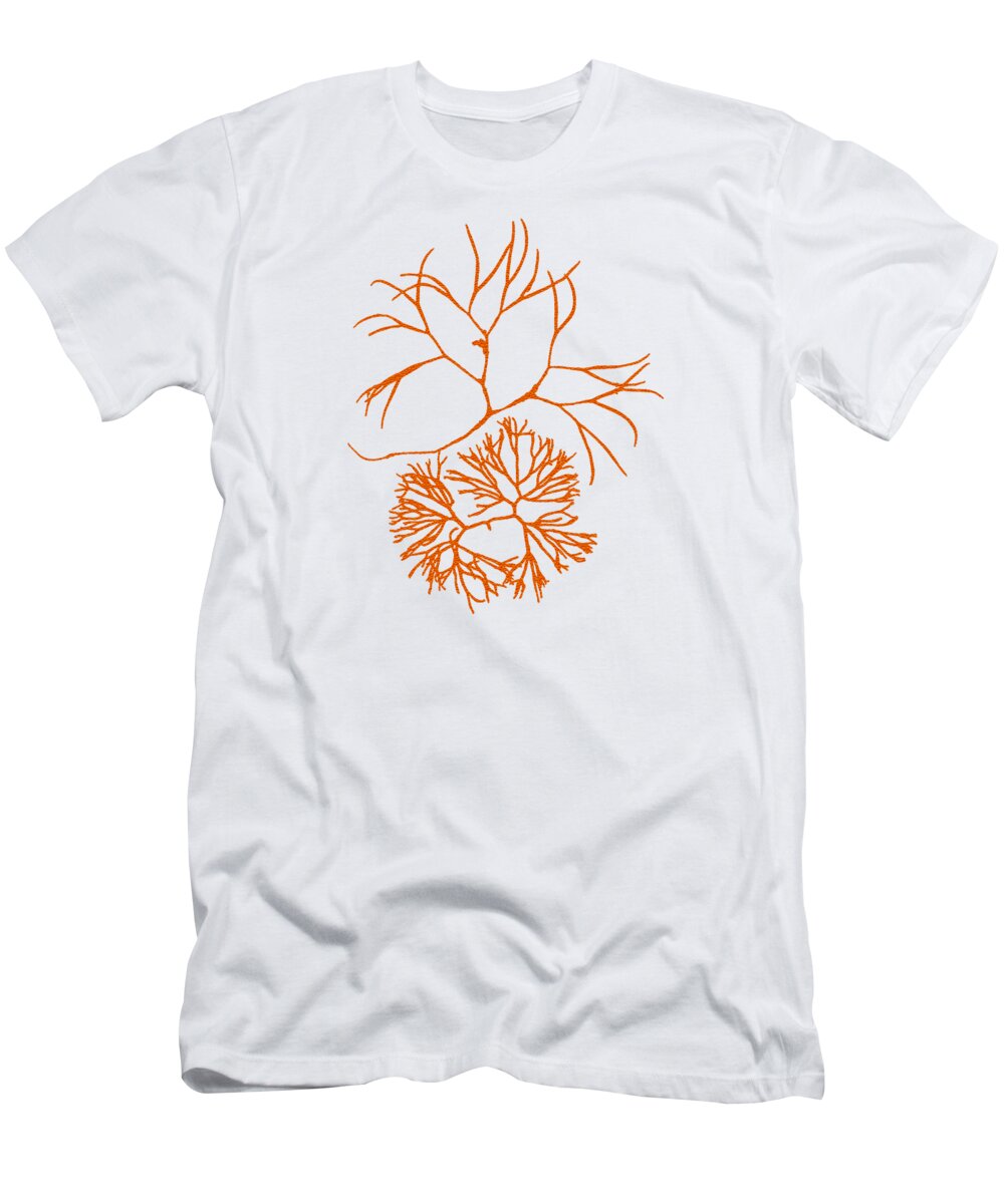 Seaweed T-Shirt featuring the mixed media Orange Seaweed Art Furcellaria Fastigiata by Christina Rollo