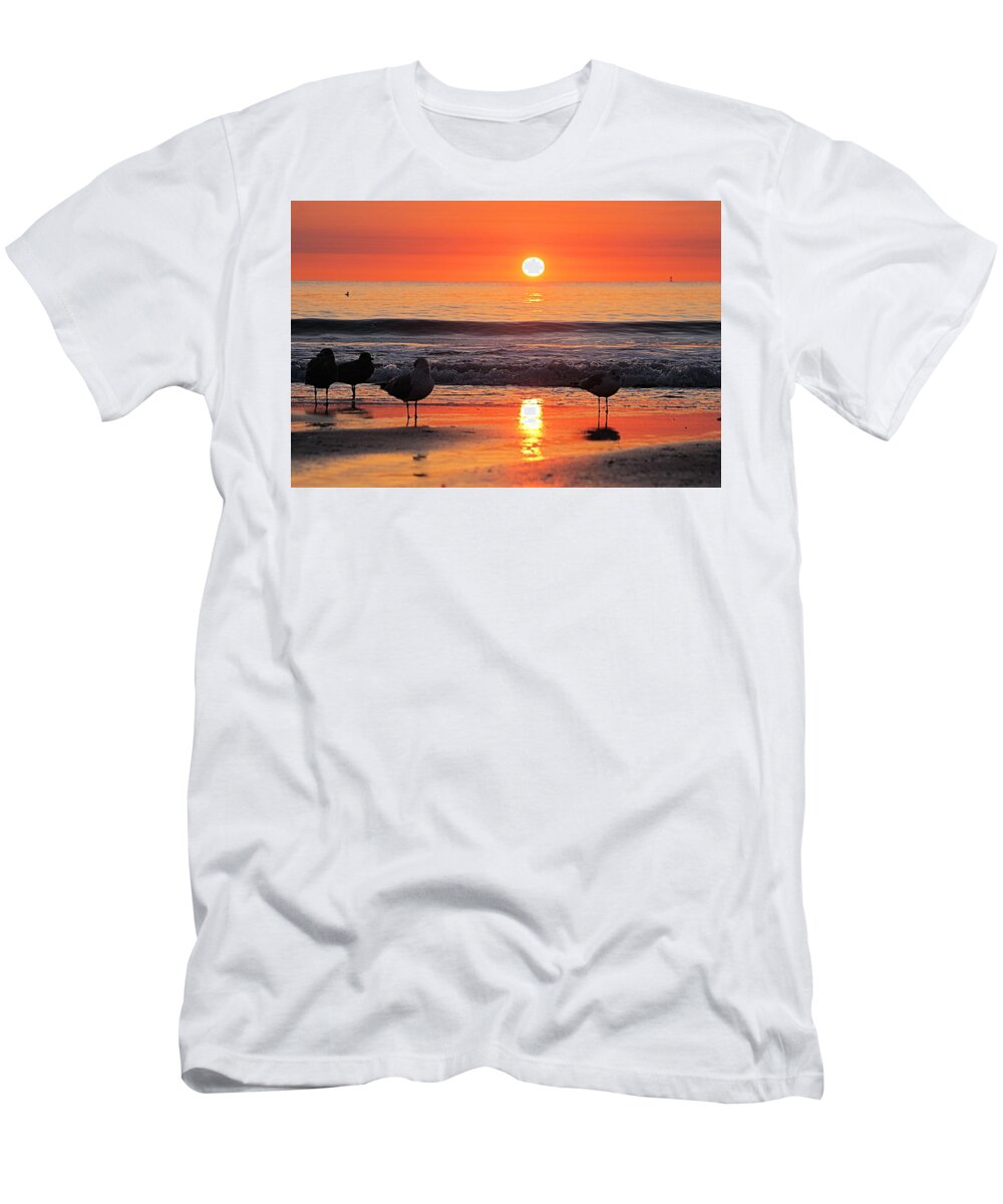Atlantic Ocean T-Shirt featuring the photograph Orange Sunrise Shine by Robert Banach