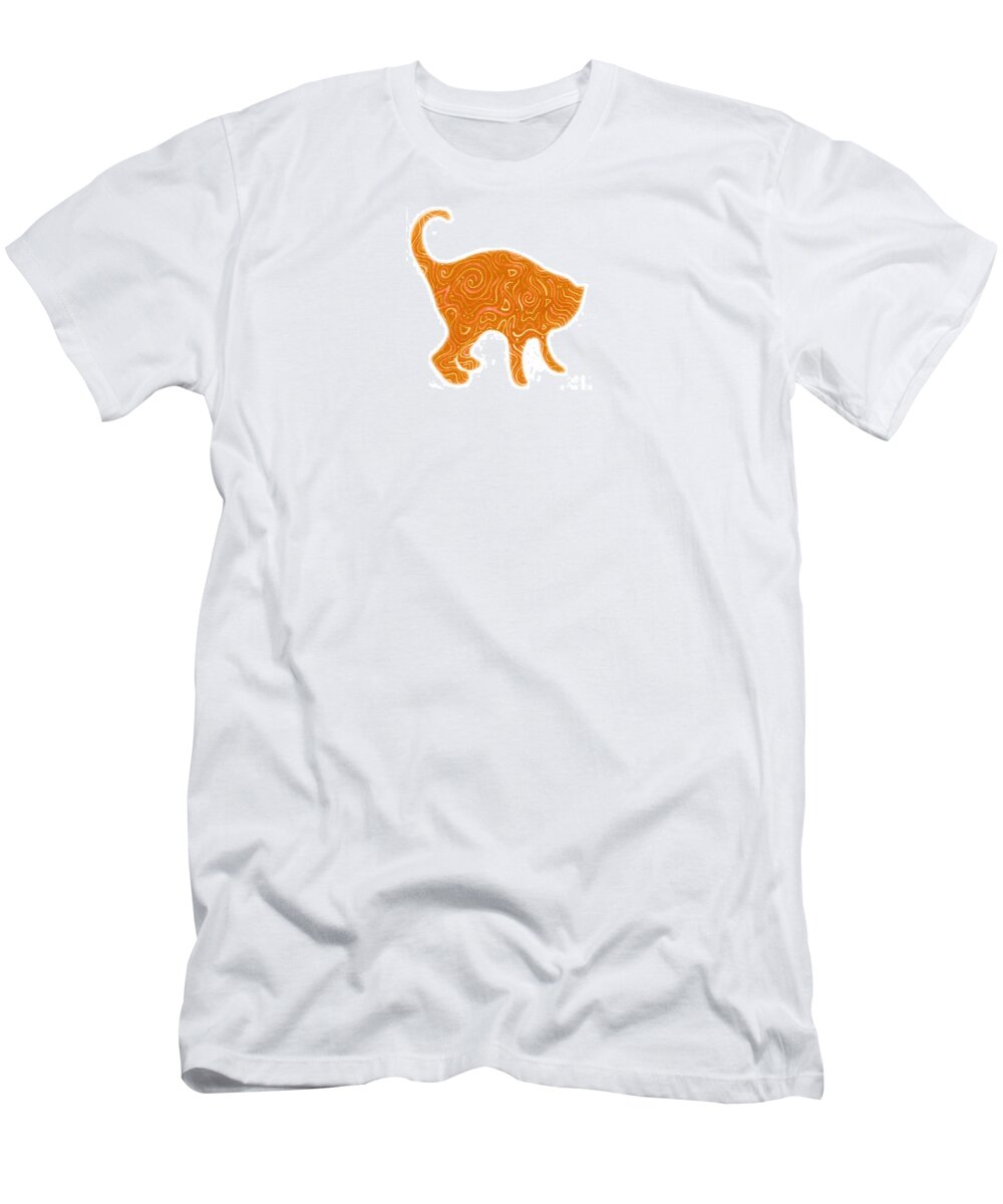 Cat T-Shirt featuring the digital art Orange Tabby by Helena Tiainen