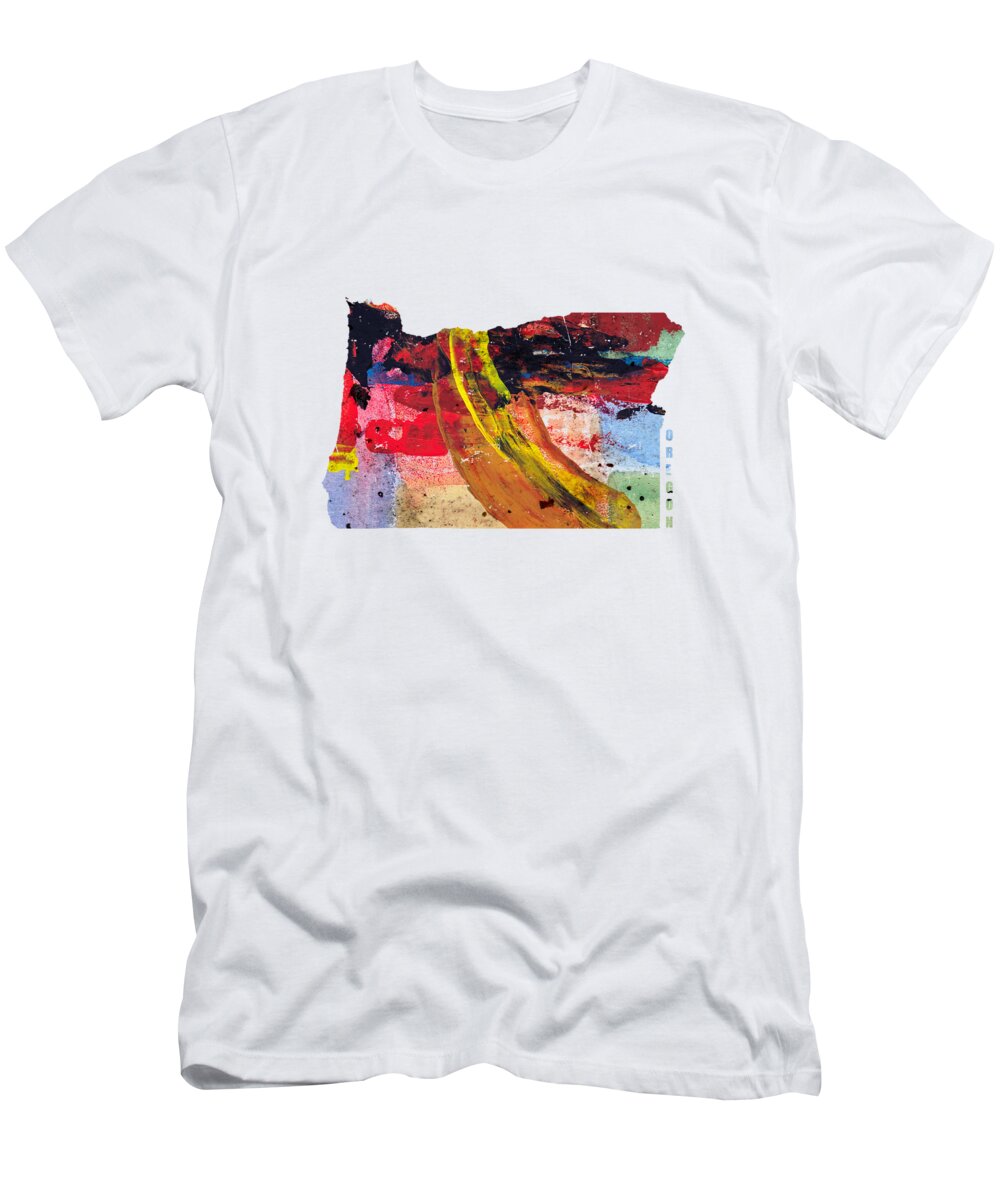 Oregon T-Shirt featuring the digital art Oregon Map Art - Painted Map of Oregon by World Art Prints And Designs