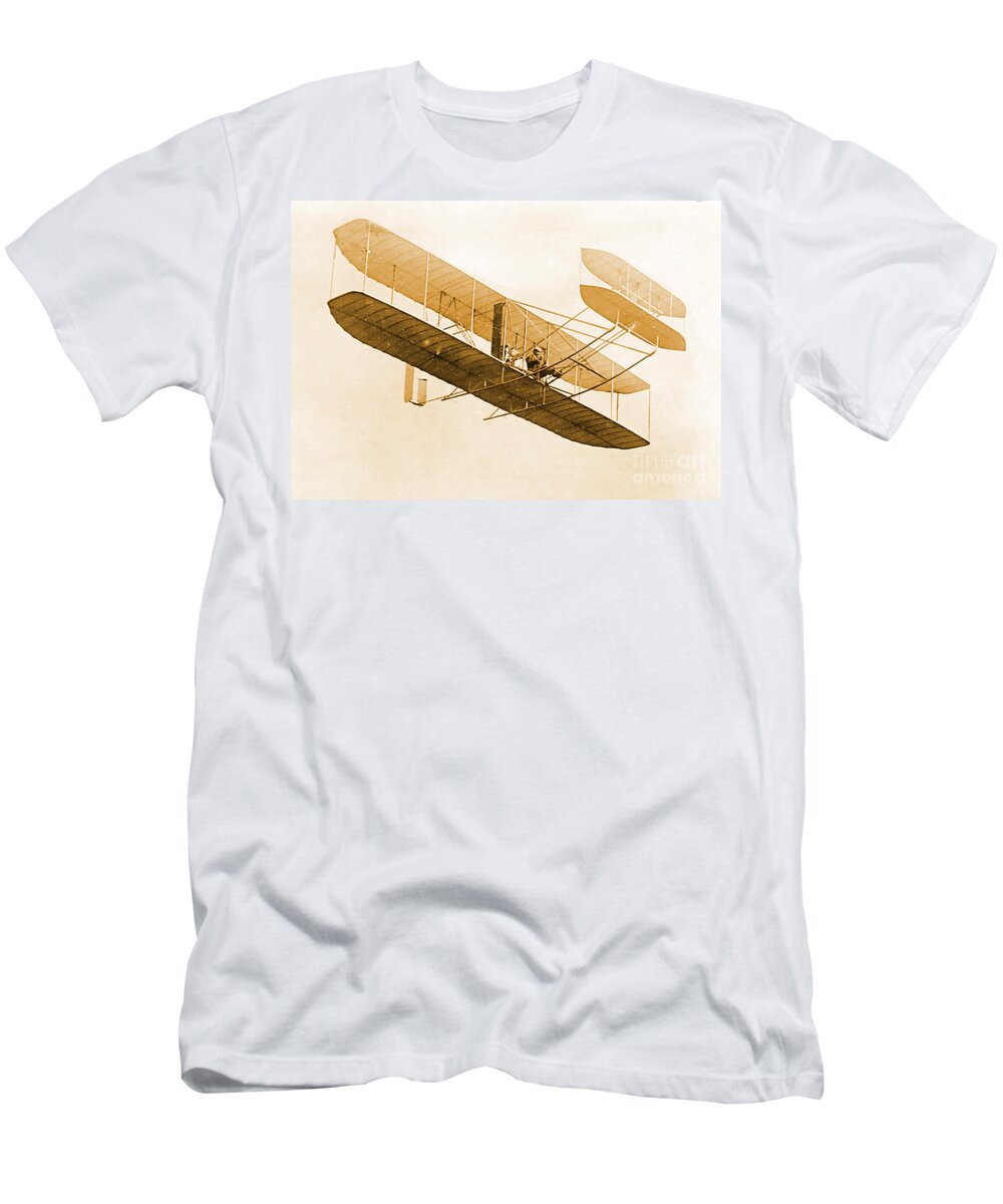 Historical T-Shirt featuring the photograph Orville Wright In Wright Flyer 1908 by Science Source