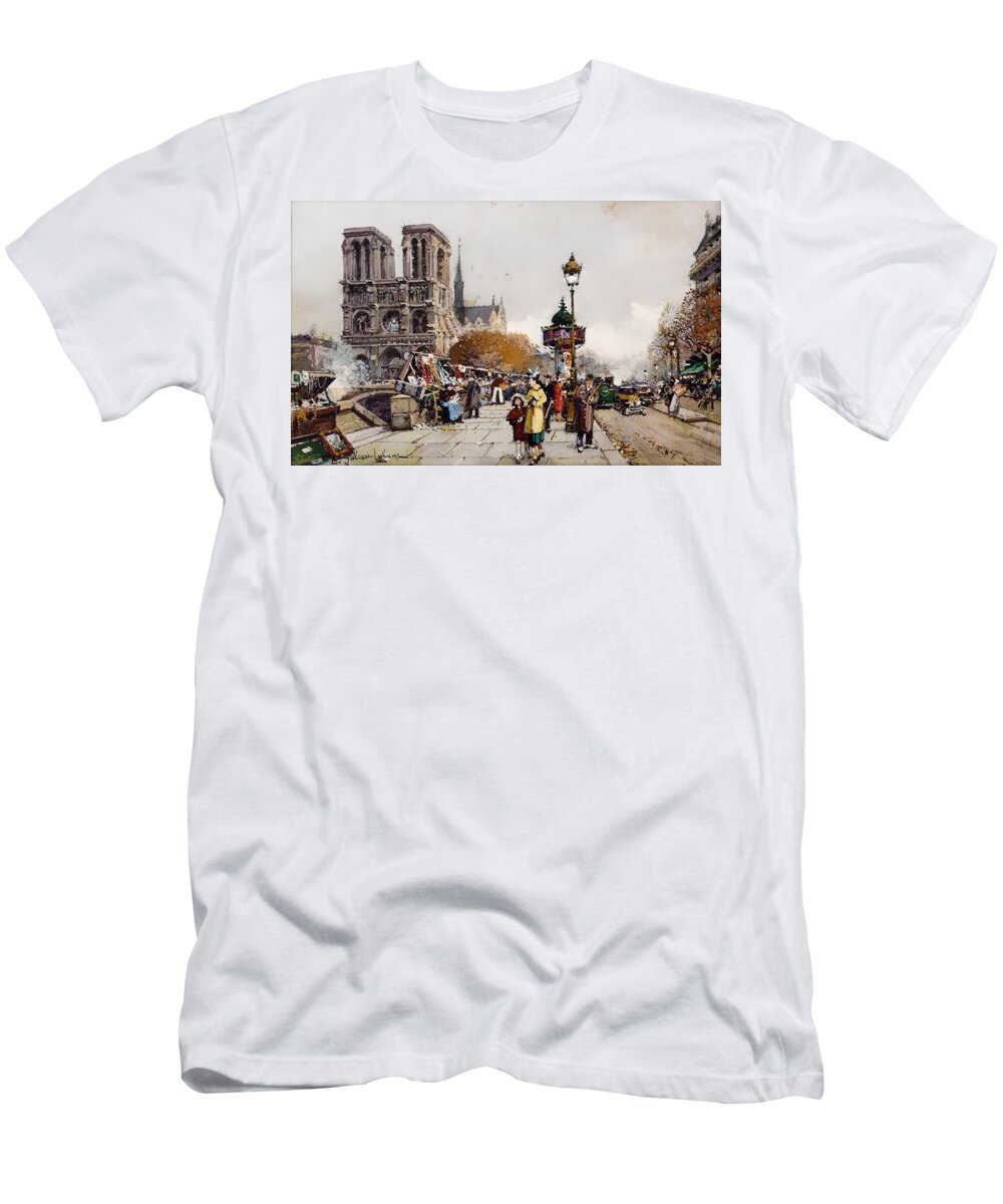 Painting T-Shirt featuring the painting Our Lady for the Quai Saint-Michel by Mountain Dreams