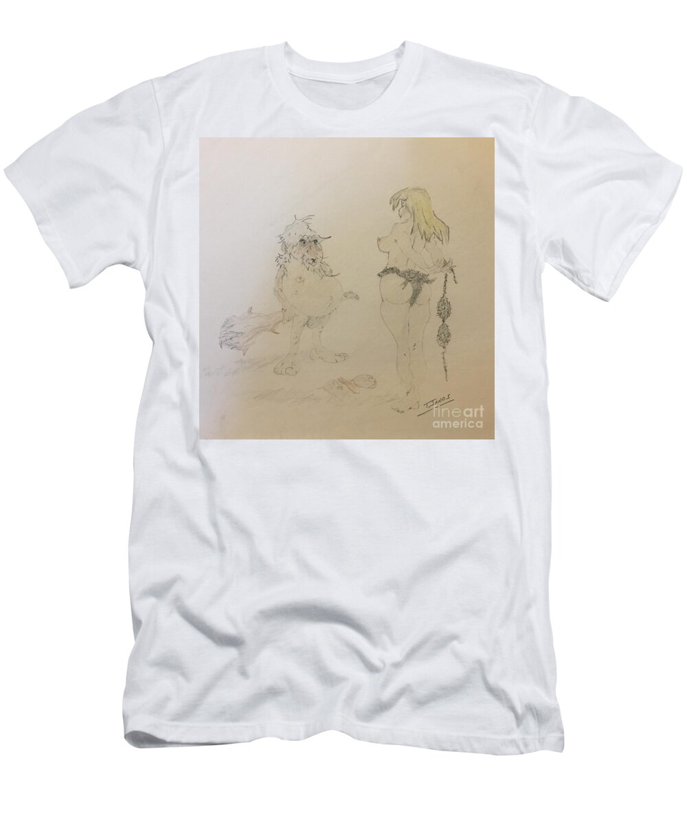 Characters T-Shirt featuring the drawing Out of your league by Thomas Janos