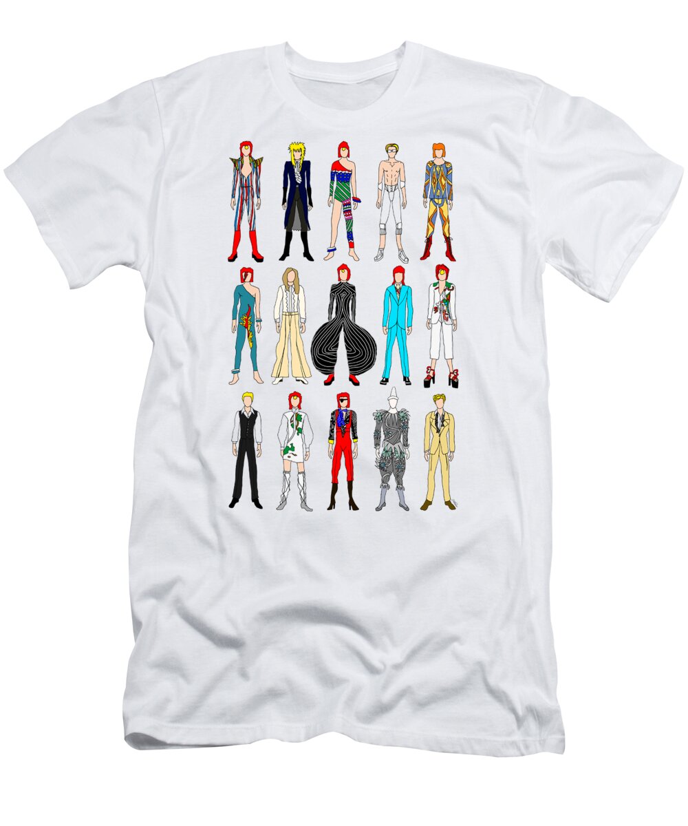 Bowie T-Shirt featuring the digital art Outfits of Bowie by Notsniw Art