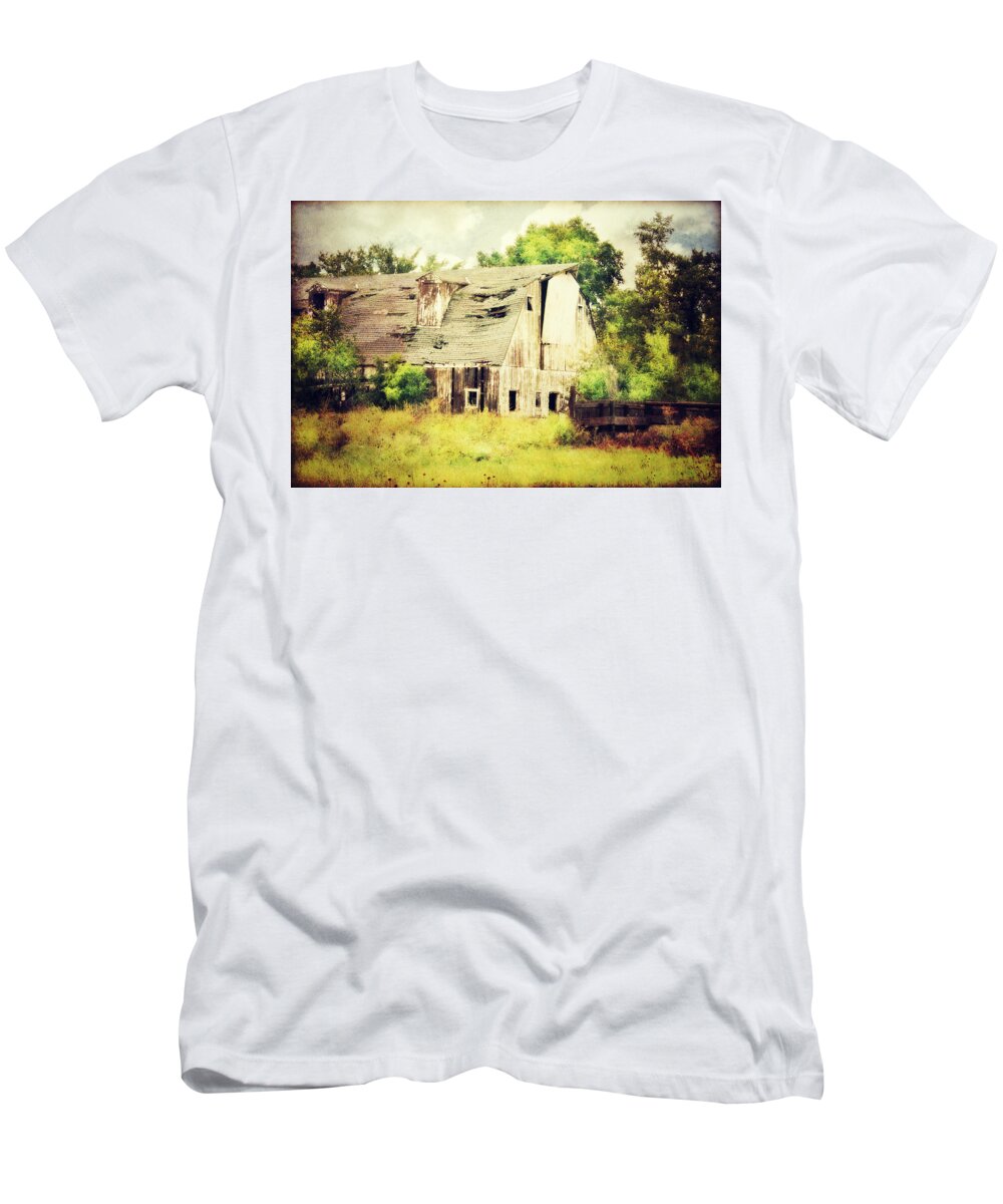 Barn T-Shirt featuring the photograph Over Grown by Julie Hamilton
