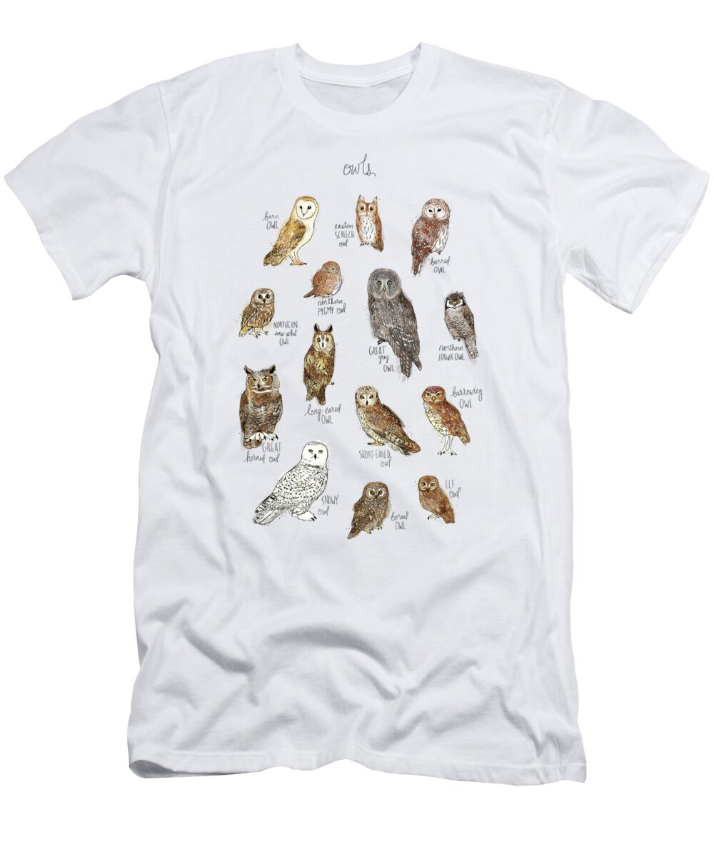 Owl T-Shirt featuring the painting Owls by Amy Hamilton
