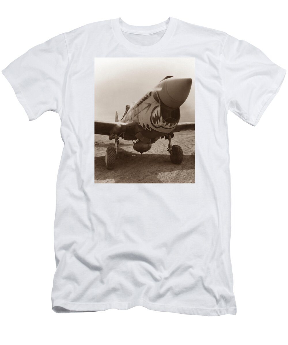 Ww2 T-Shirt featuring the photograph P-40 Warhawk - World War 2 by War Is Hell Store