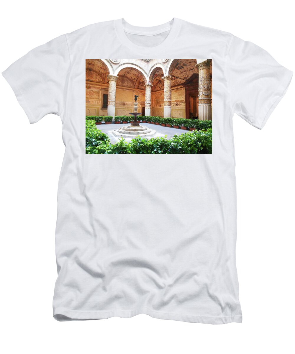 Palazzo Vecchio T-Shirt featuring the digital art Palazzo Vecchio Interior by Irina Sztukowski