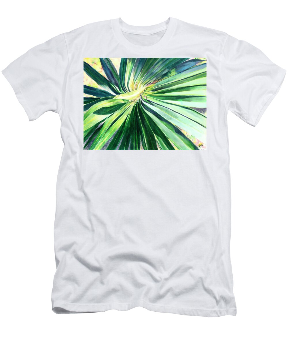 Watercolor T-Shirt featuring the painting Palm Frond I by Lisa Tennant