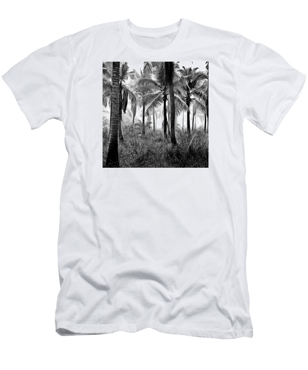 Palm Trees T-Shirt featuring the photograph Palm Trees - Black and White by Marianna Mills