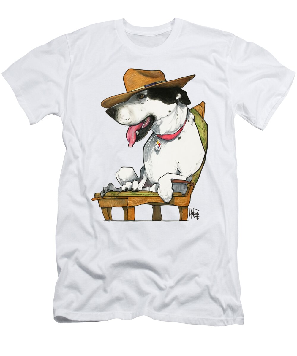 Pet Portrait T-Shirt featuring the drawing Paluzzi 7-1383 by Canine Caricatures By John LaFree