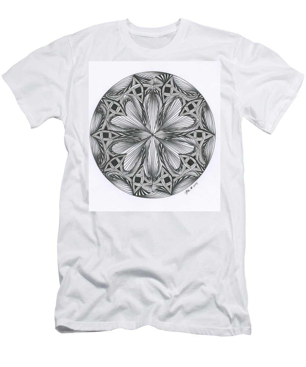 Paradox T-Shirt featuring the drawing Paradoxical Zendala by Jan Steinle