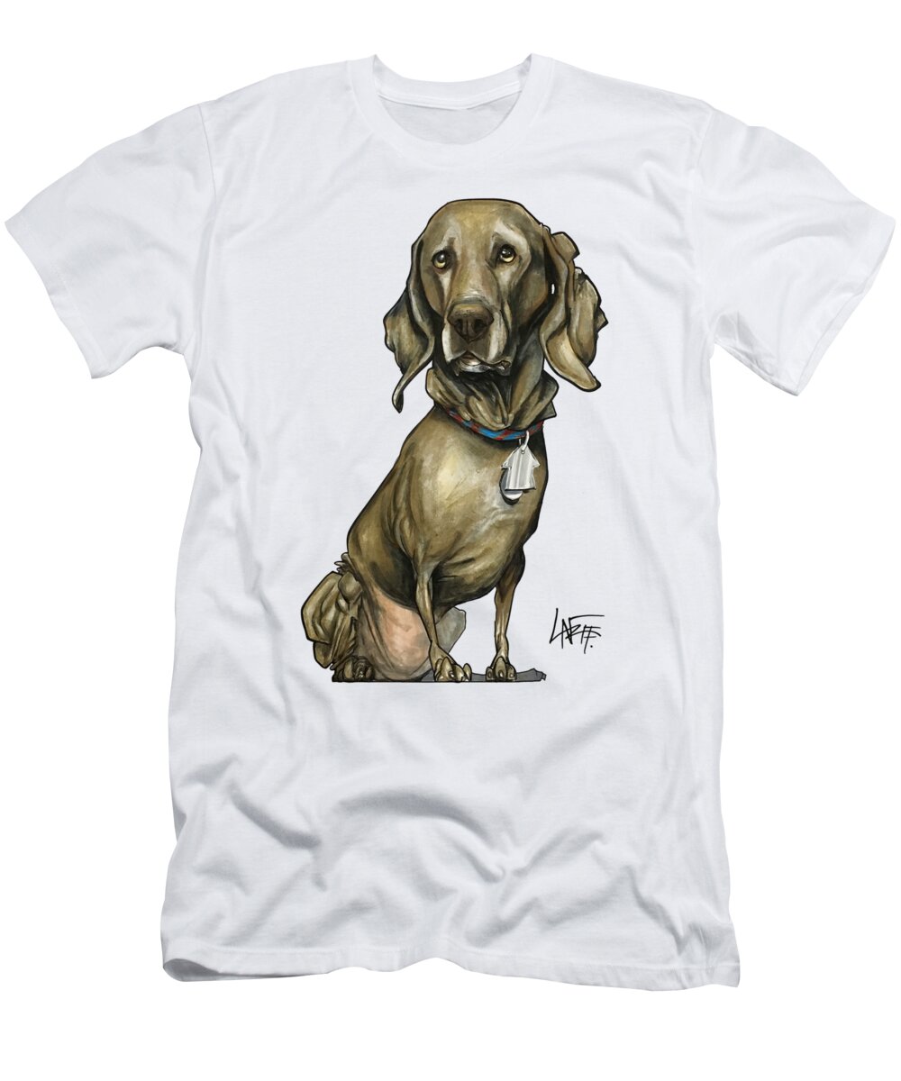 Dog Portrait T-Shirt featuring the drawing Parish 3549 ZEUS by John LaFree