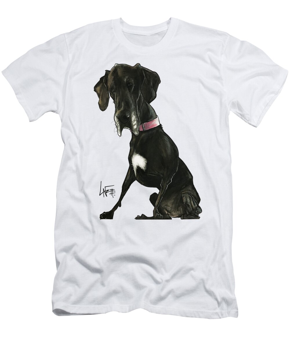 Dog Portrait T-Shirt featuring the drawing Parish 3549 ZIVA by Canine Caricatures By John LaFree