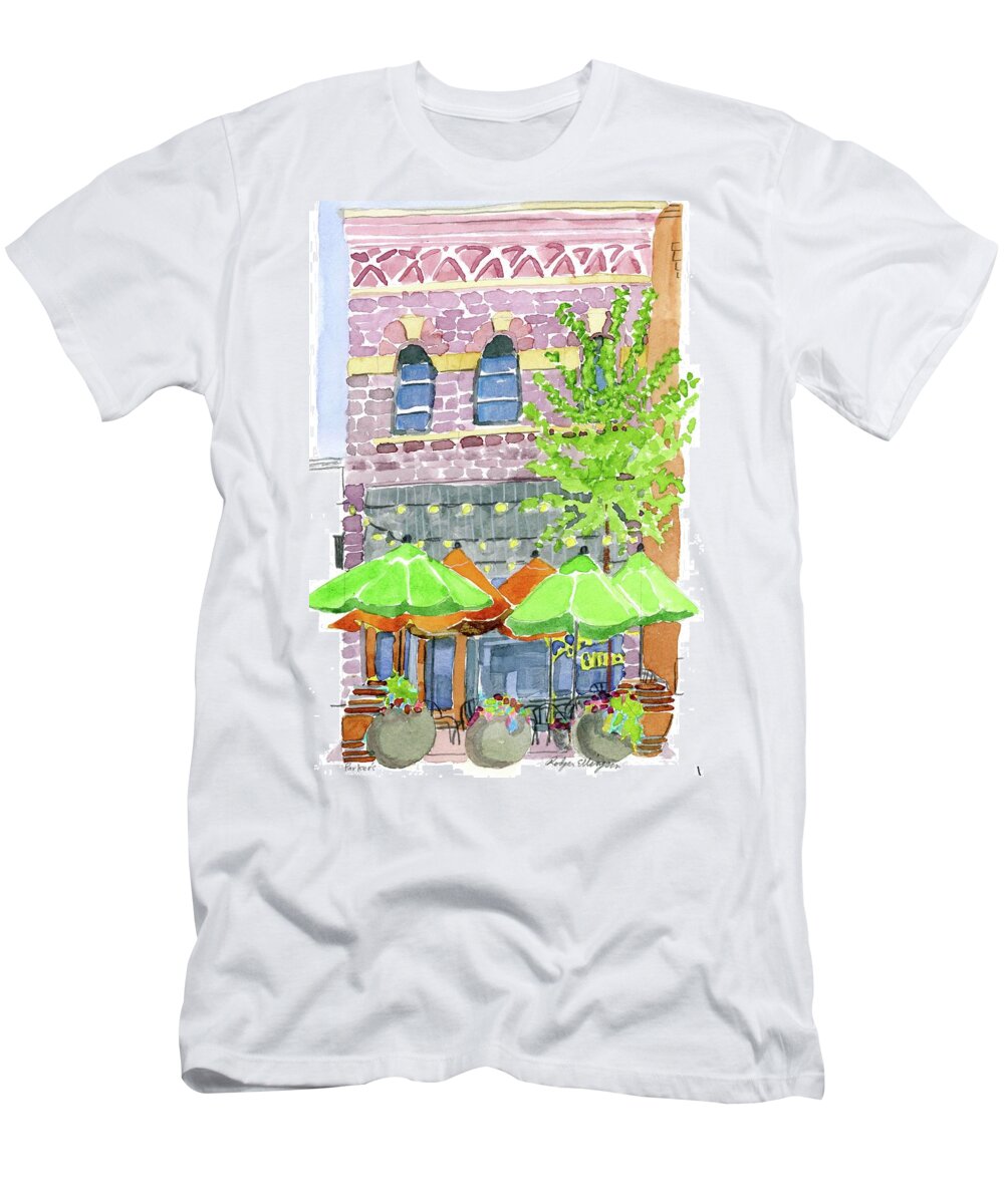 Café T-Shirt featuring the pastel Parker's Bistro by Rodger Ellingson