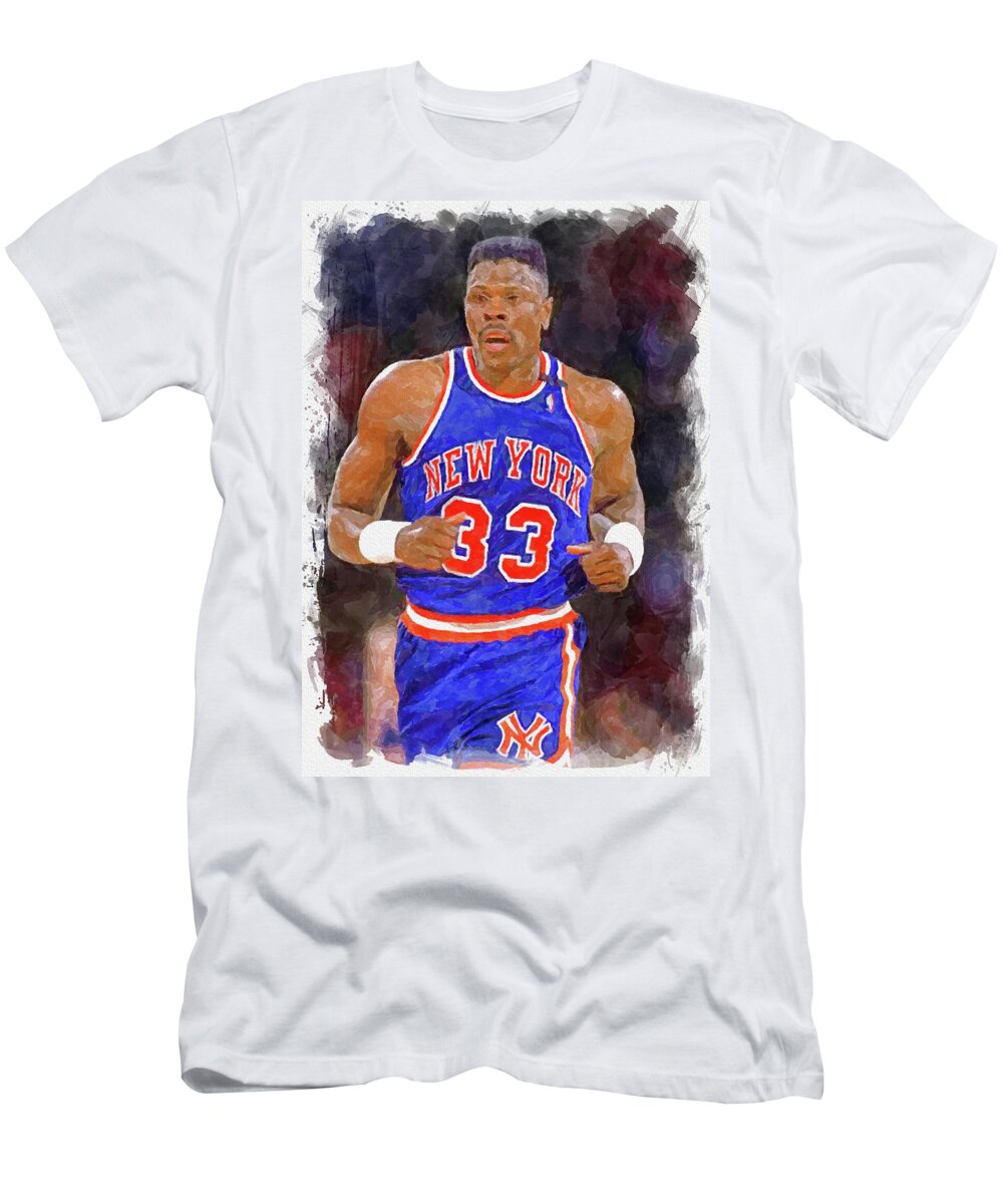 Patrick Ewing Paint T-Shirt by Ricky Barnard - Pixels